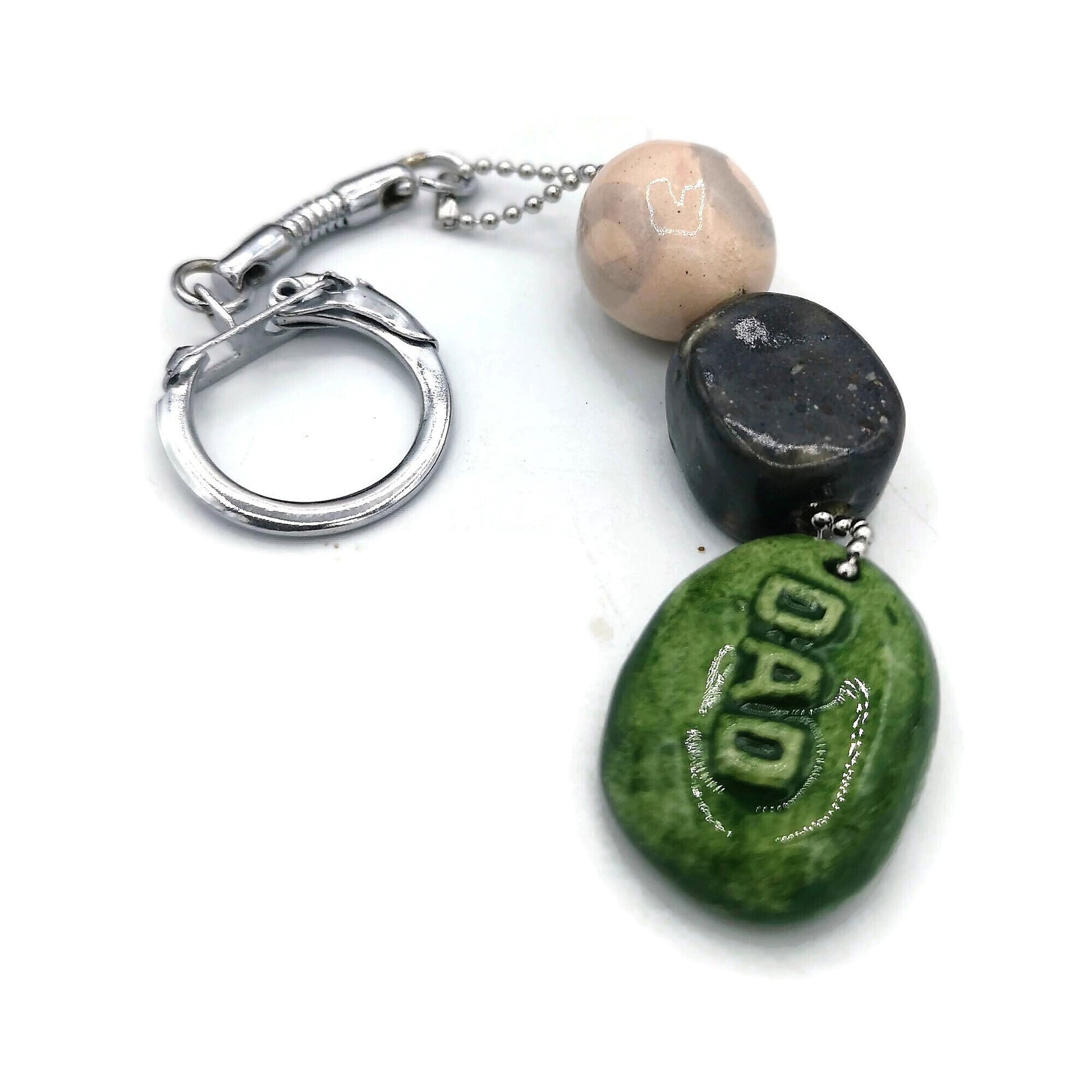 COOL DAD KEYCHAIN, Clay Keychain For Men Customizable, Ceramic Charm Keyring Beaded Accessories Gift For Daddy - Ceramica Ana Rafael