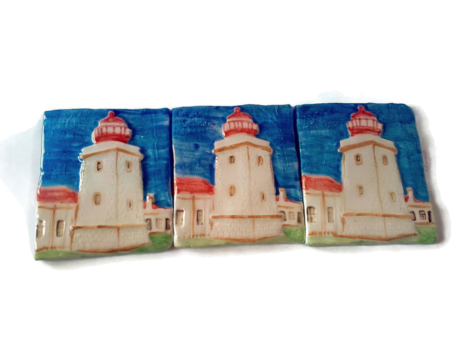 CERAMIC TILE WALL Decor, Decorative Art Tiles, Hand Painted Portuguese Lighthouse Housewarming Gift First Home - Ceramica Ana Rafael