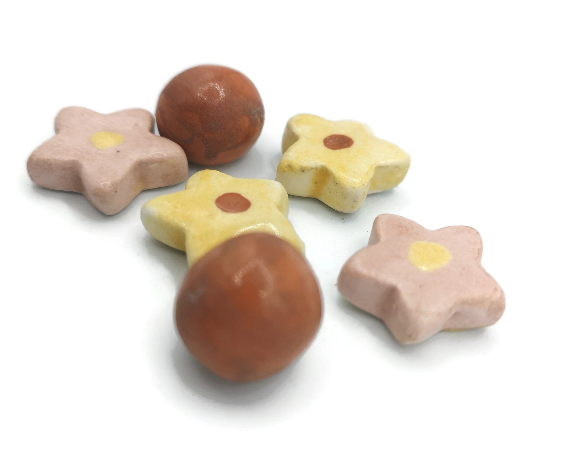 Assorted Cabochons For Jewelry making, Handmade Ceramic Beads Without Hole, Round Cabochon - Ceramica Ana Rafael