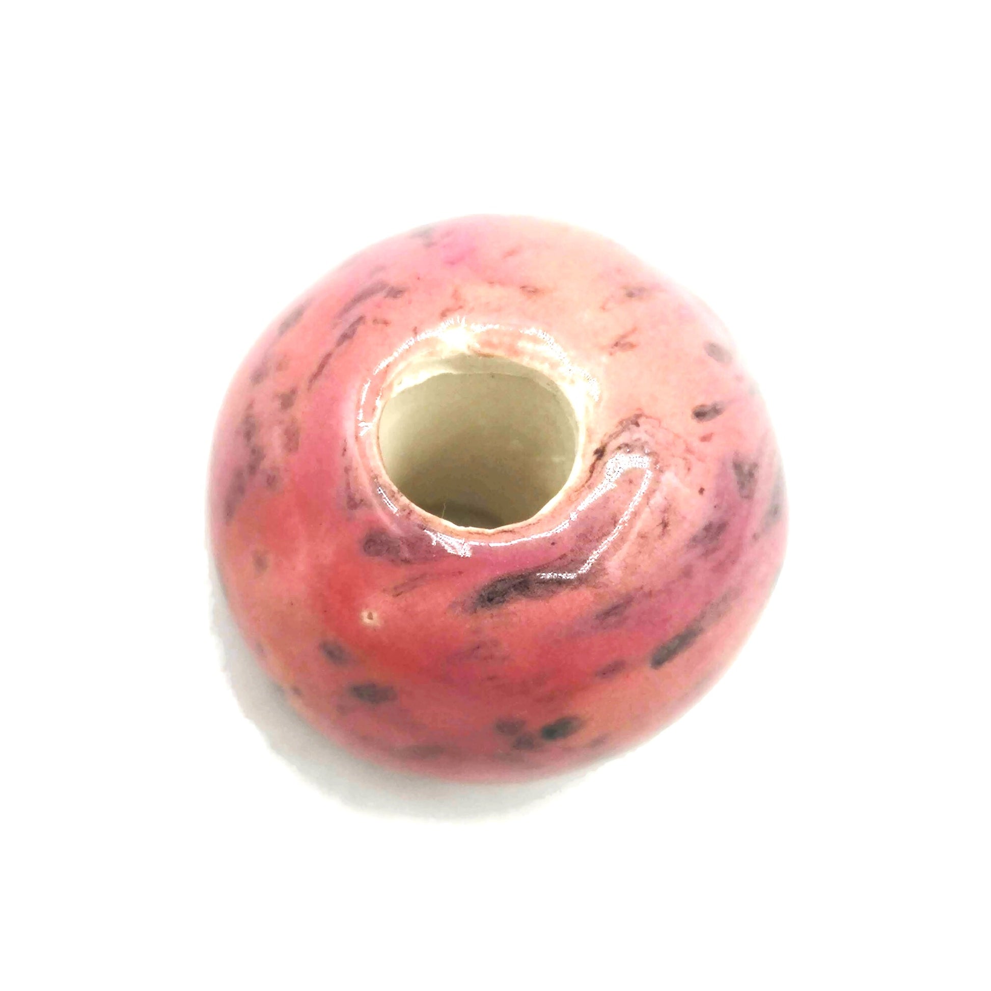 1 Pc Speckled Red Handmade Ceramic Beads Large Hole, Clay Macrame Giant Beads - Ceramica Ana Rafael