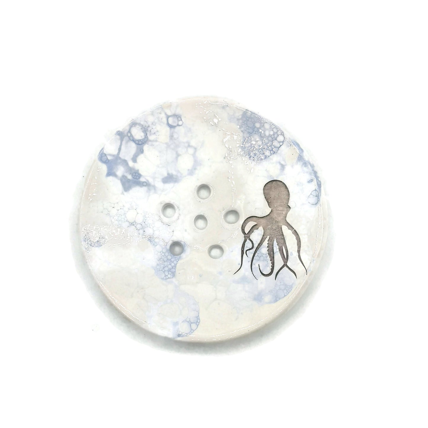 Octopus Ceramic Round Soap Dish with Drain - Keep Your Soap Dry and Fresh with This Sustainable Bathroom Accessory - Ceramica Ana Rafael