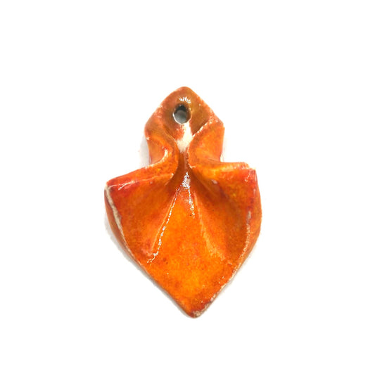 Large Irregular Ceramic Pendant - Handmade Orange Porcelain Statement Jewelry, Unique Modern Necklace Pendant