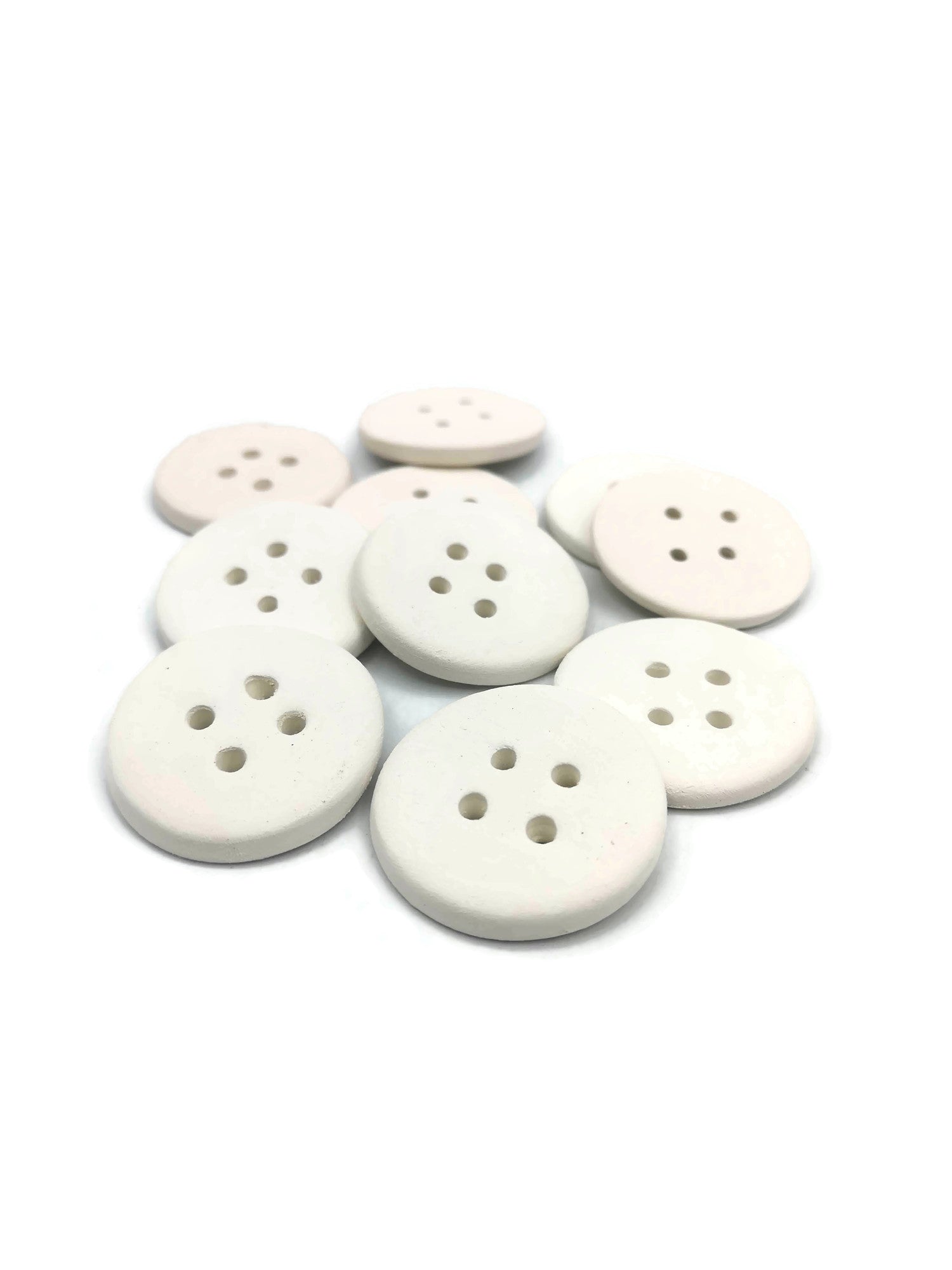 Handmade ceramic Sewing buttons Set, Unpainted Ceramic Bisque ready To Paint, Upholstery Buttons Round Shape, Best Gifts For Her Large Blank - Ceramica Ana Rafael