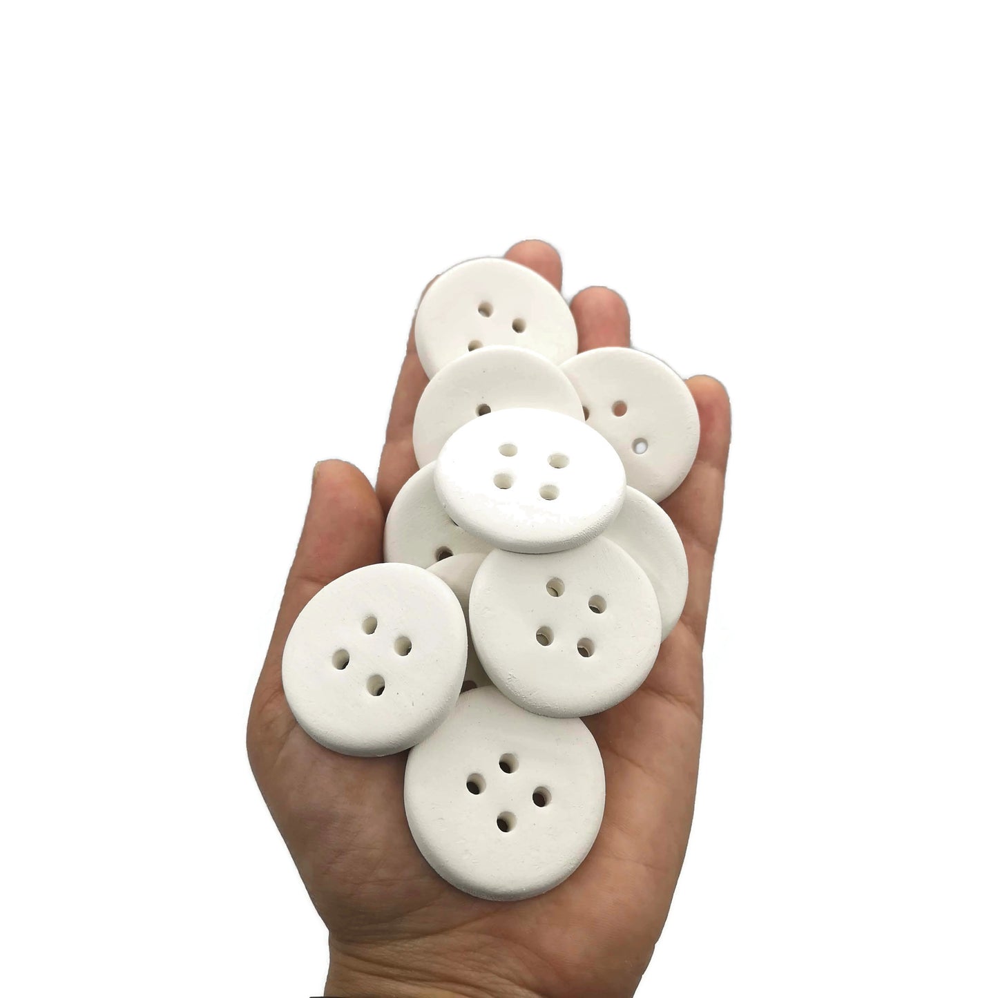 Handmade ceramic Sewing buttons Set, Unpainted Ceramic Bisque ready To Paint, Upholstery Buttons Round Shape, Best Gifts For Her Large Blank - Ceramica Ana Rafael