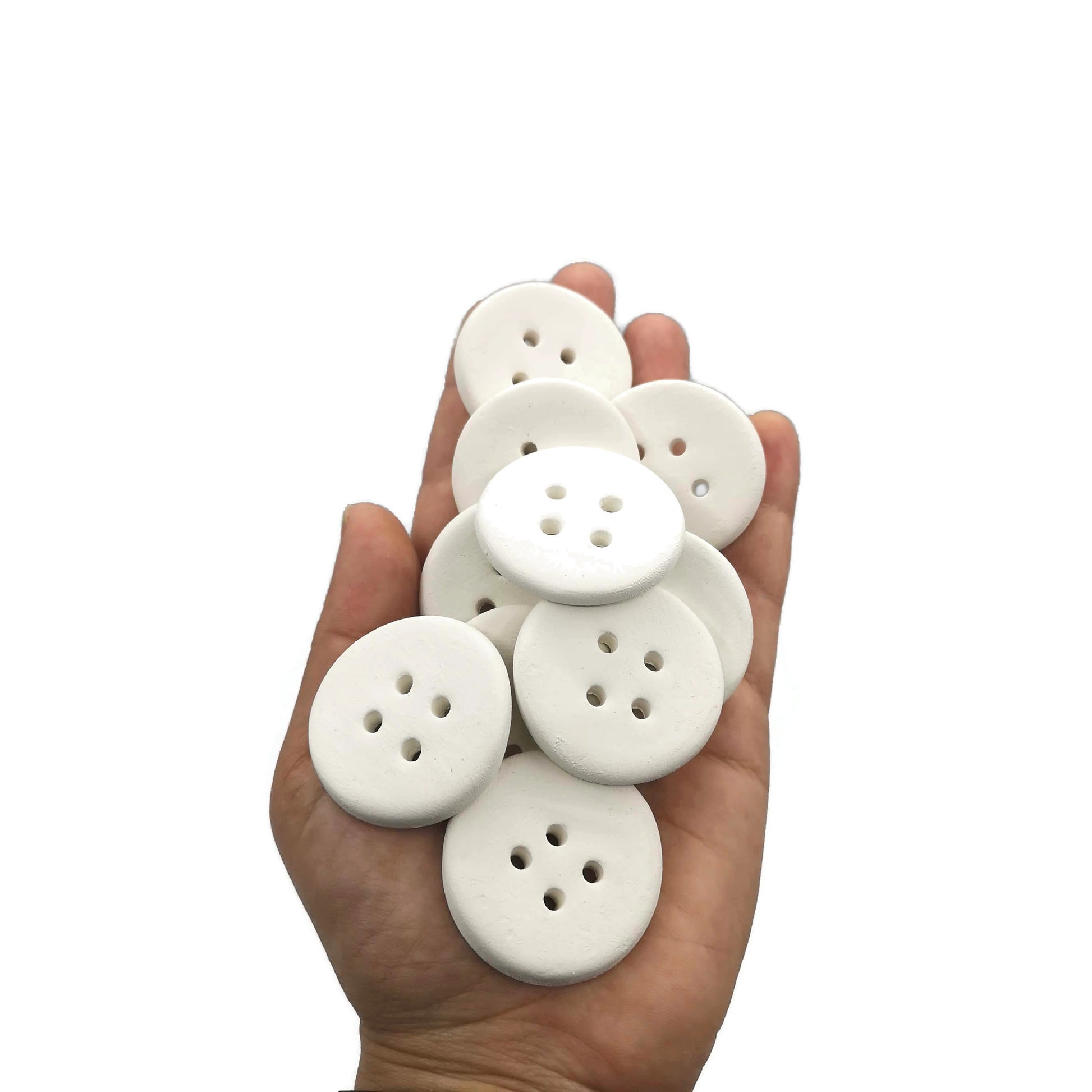 Handmade ceramic Sewing buttons Set, Unpainted Ceramic Bisque ready To Paint, Upholstery Buttons Round Shape, Best Gifts For Her Large Blank - Ceramica Ana Rafael