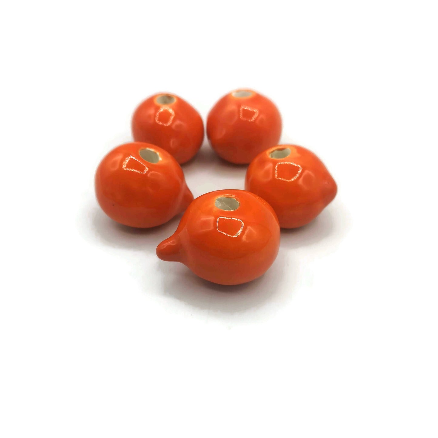 5-Piece Set of Large Macrame Ceramic Beads | Handmade Bubblegum Beads for Jewelry & Crafts - 30mm