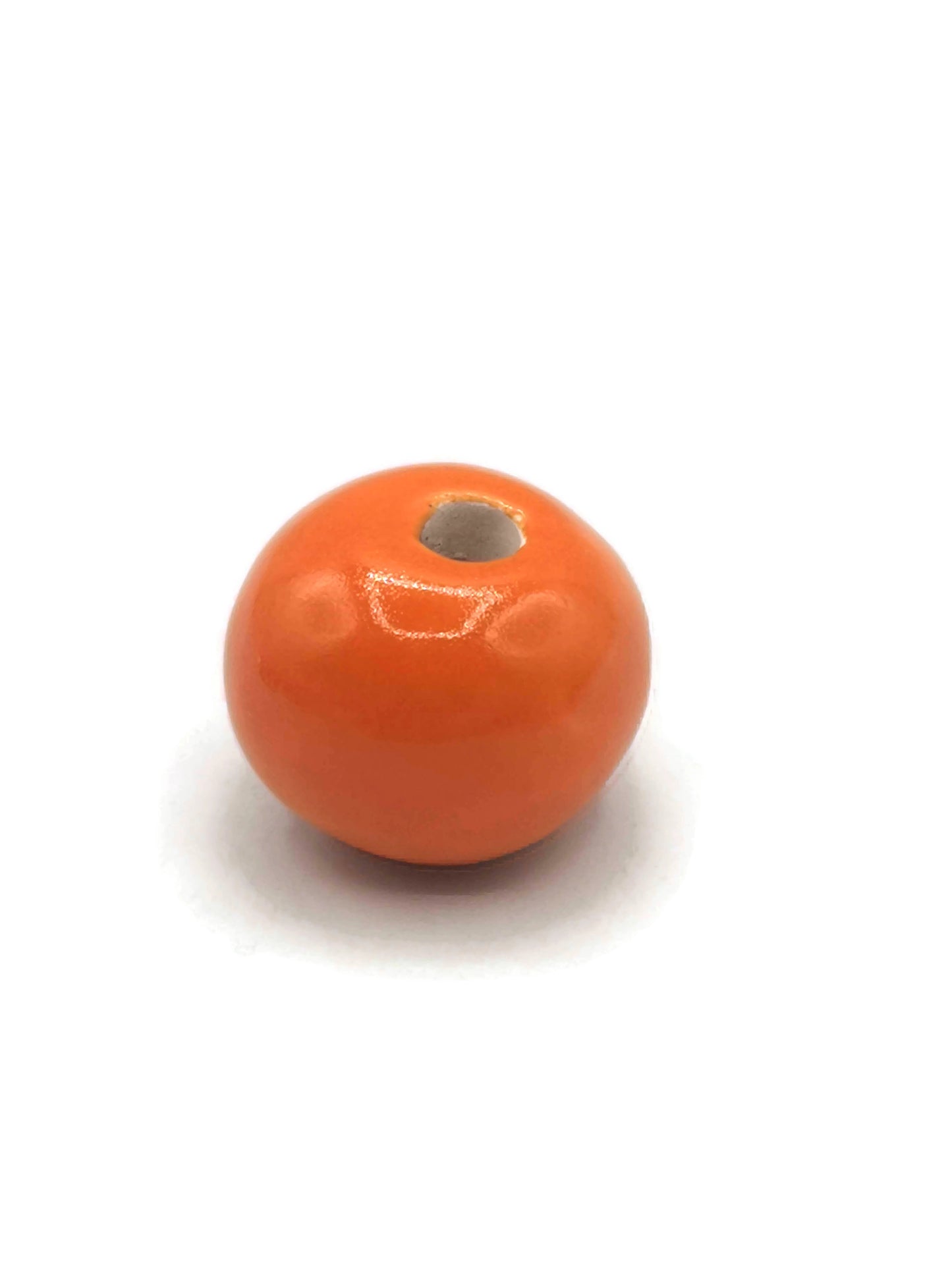 1Pc 30mm Handmade Orange Ceramic Bead | Large Hole Macrame Bead