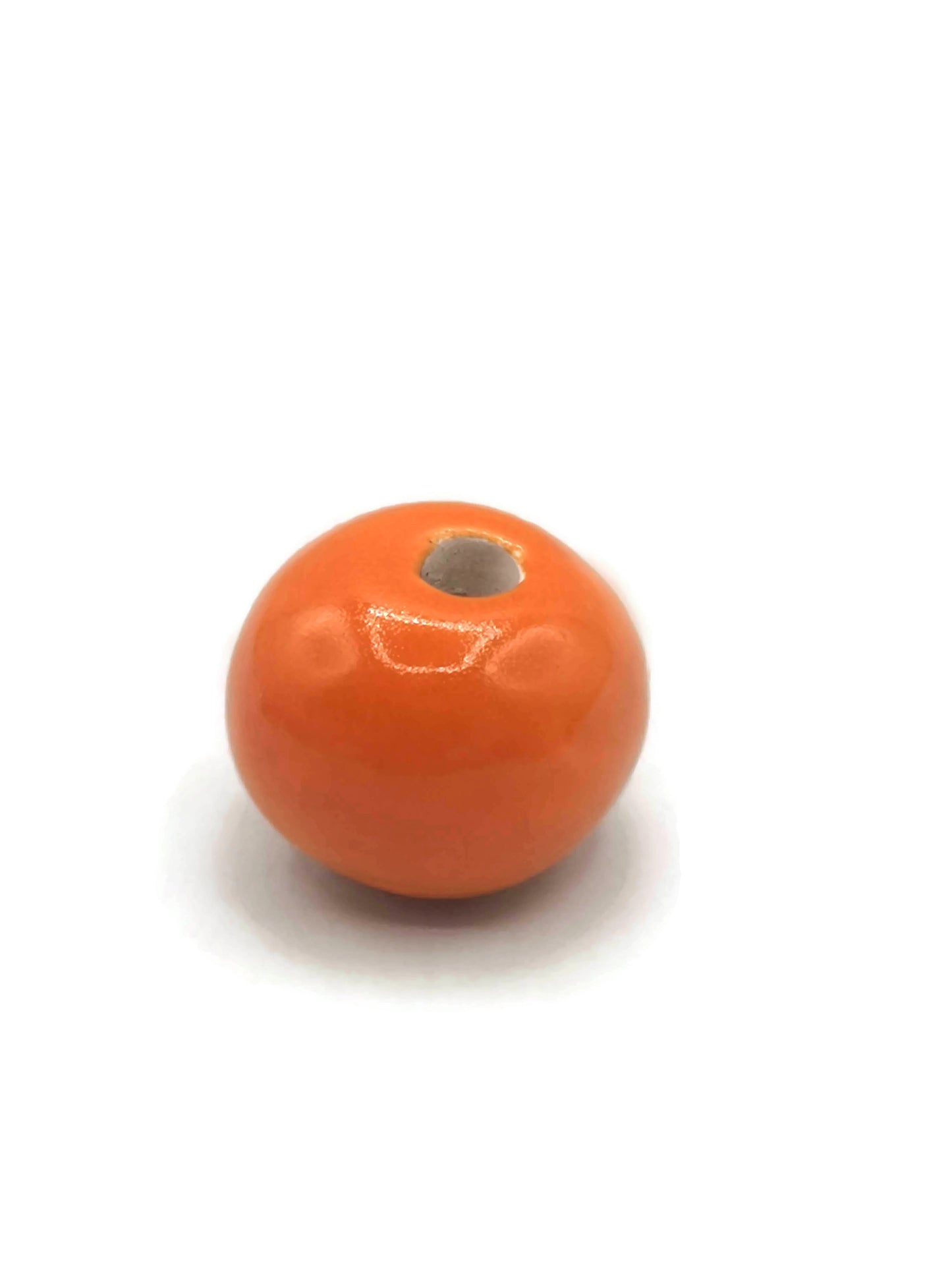 1Pc 30mm Handmade Orange Ceramic Bead | Large Hole Macrame Bead