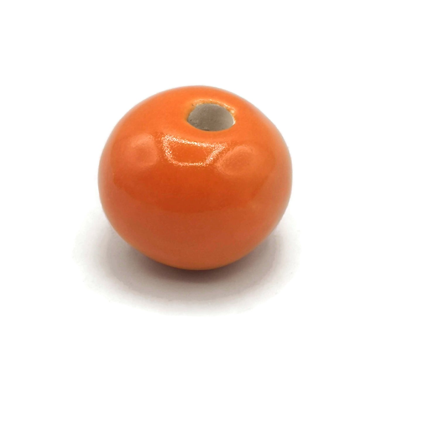 1Pc 30mm Handmade Orange Ceramic Bead | Large Hole Macrame Bead