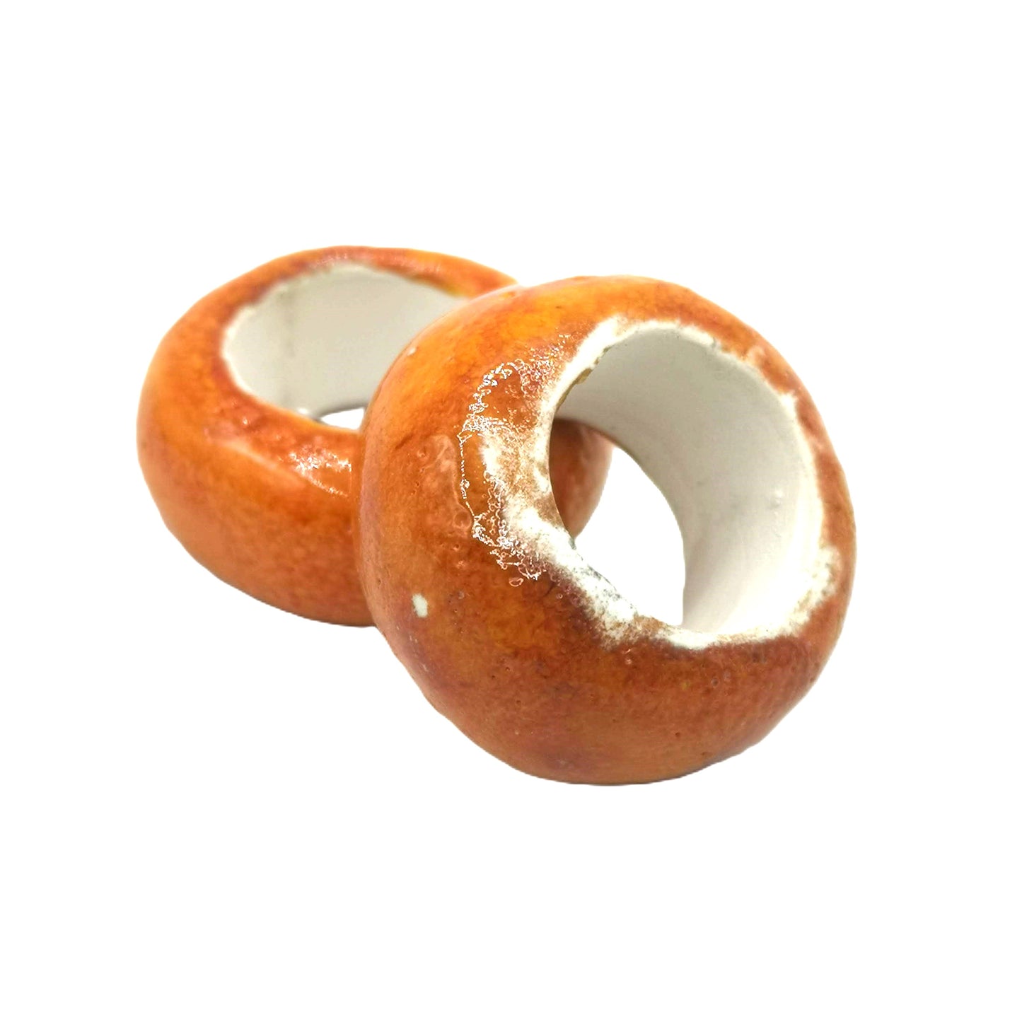 2Pc Extra Large Ceramic Beads 18mm Hole– Unique Jewelry Making Supplies - Orange Macrame Beads