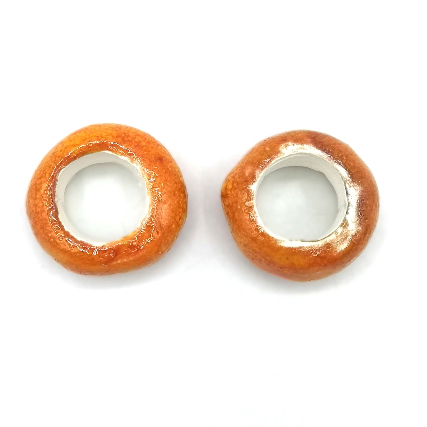2Pc Extra Large Ceramic Beads 18mm Hole– Unique Jewelry Making Supplies - Orange Macrame Beads
