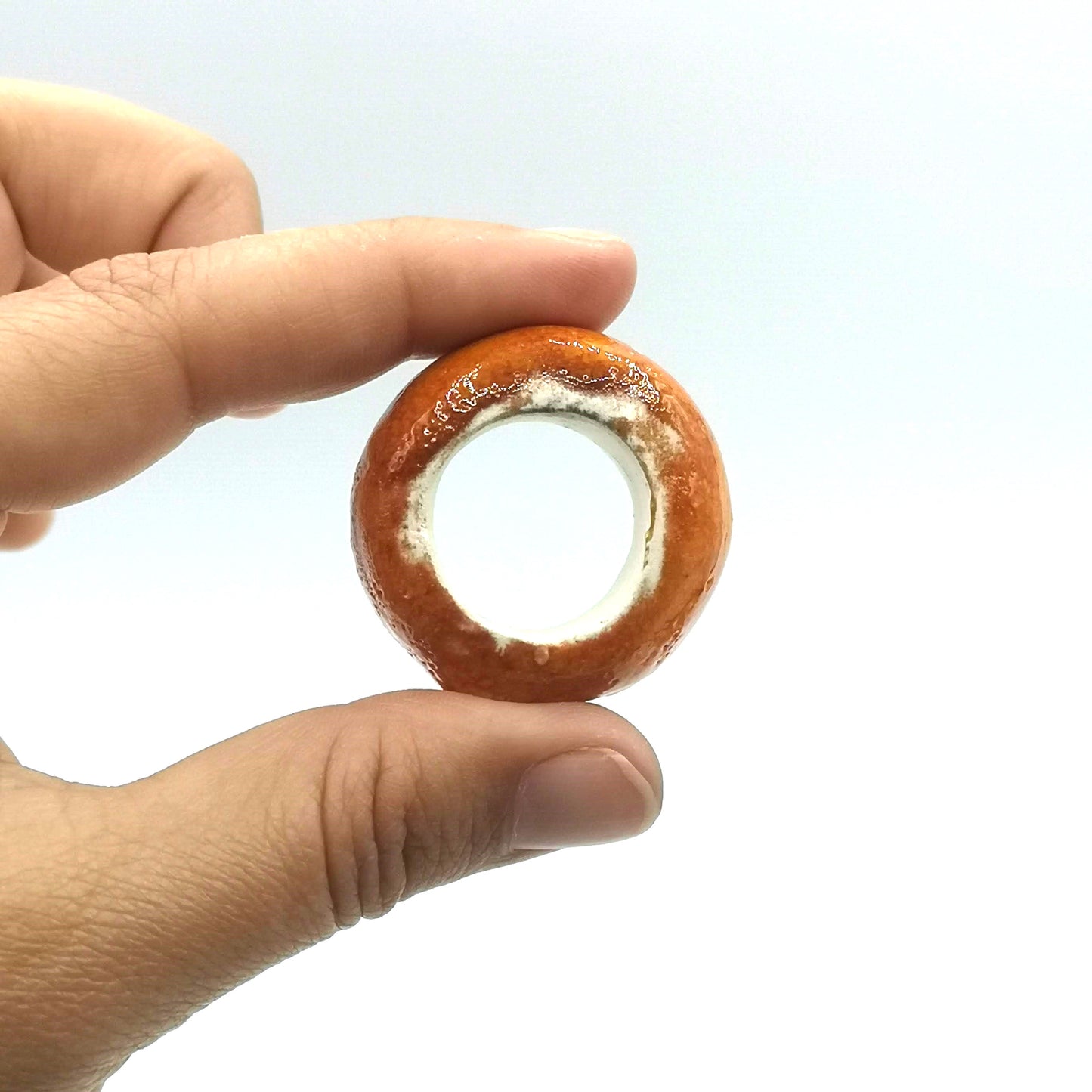 2Pc Extra Large Ceramic Beads 18mm Hole– Unique Jewelry Making Supplies - Orange Macrame Beads