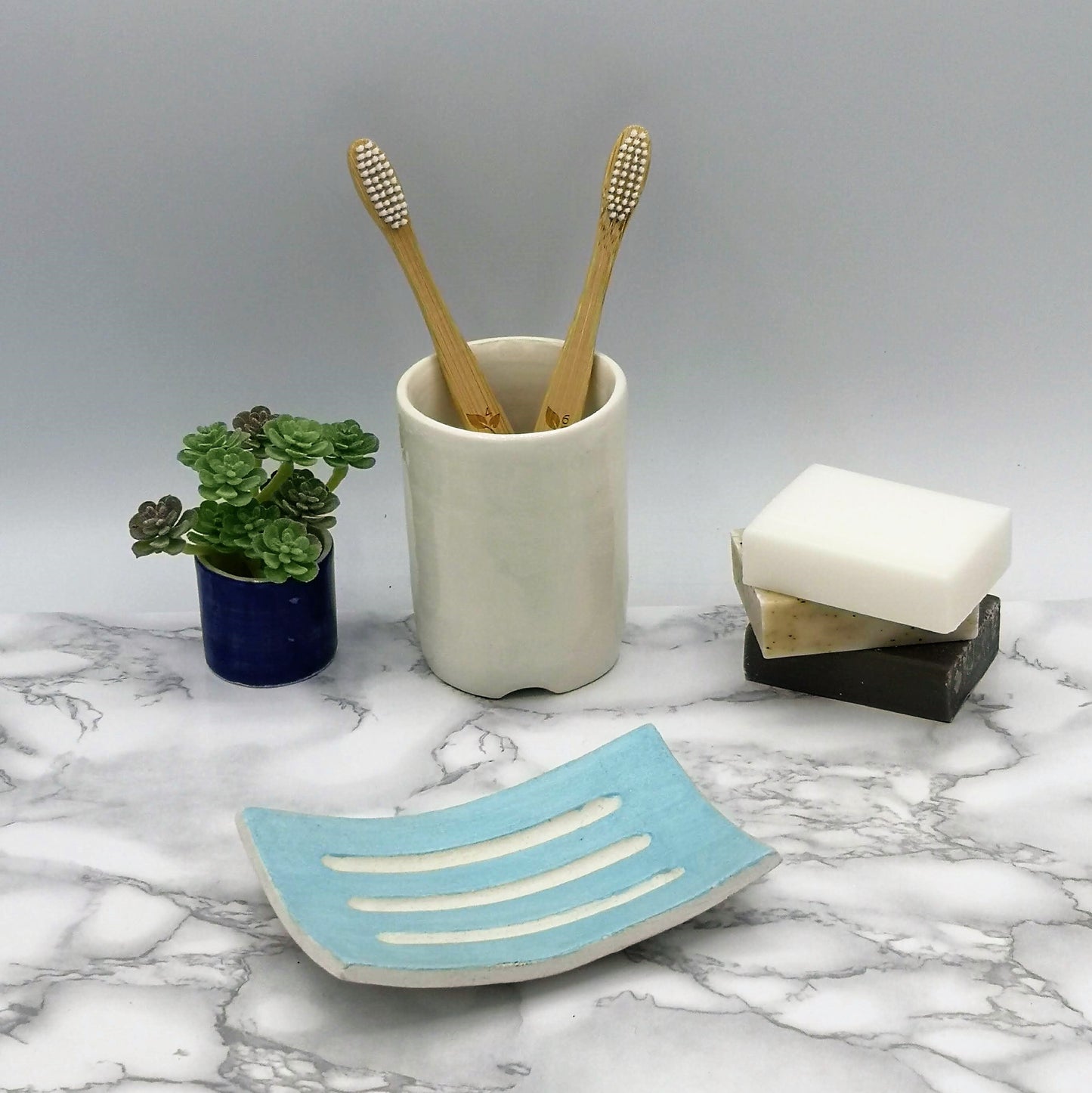 5 Inche Handmade Ceramic Turquoise Blue Rectangle Draining Soap Dish For Bathroom Decor, Soap Bar Holder Dispenser With Drain, Soap Saver - Ceramica Ana Rafael