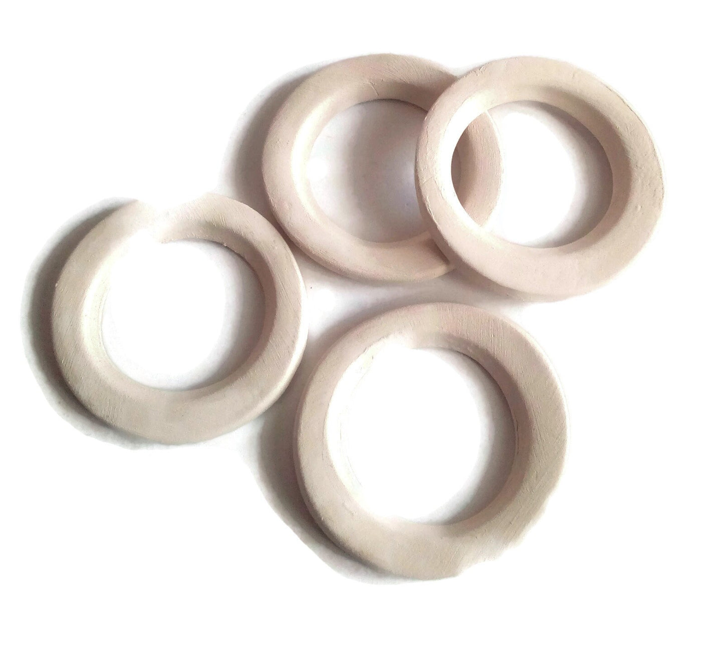 Pendant Blanks Ready To Paint, 4 Pcs Handmade Ceramic Bisque, Geometric Pendant, Diy Ceramics, Decorative Round Pendant - Ceramica Ana Rafael