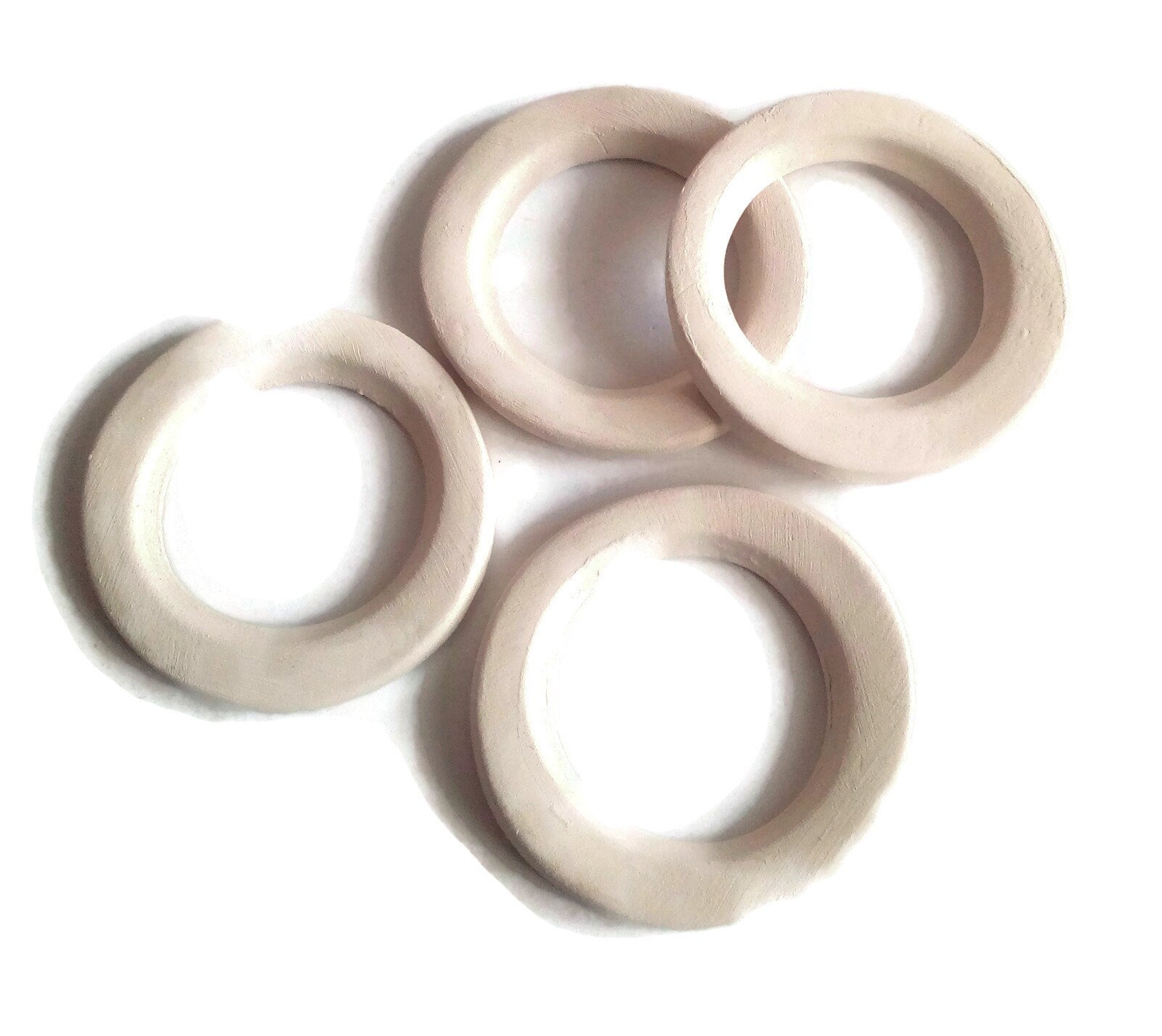 Pendant Blanks Ready To Paint, 4 Pcs Handmade Ceramic Bisque, Geometric Pendant, Diy Ceramics, Decorative Round Pendant - Ceramica Ana Rafael