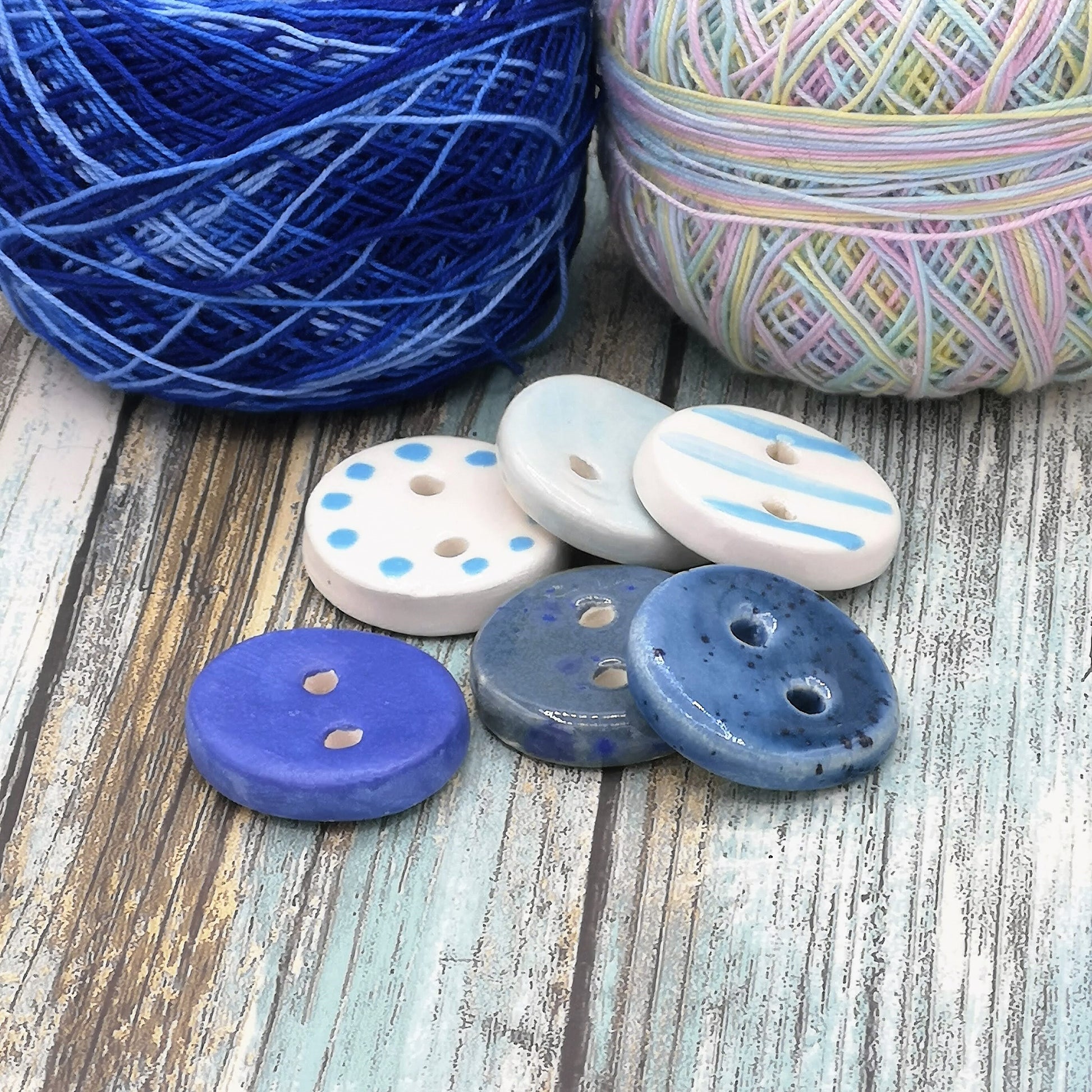 6Pc 30mm Large Round Buttons, Handmade Ceramic Sewing Buttons For Clothing, Craft Buttons For Jackets And Coats - Ceramica Ana Rafael