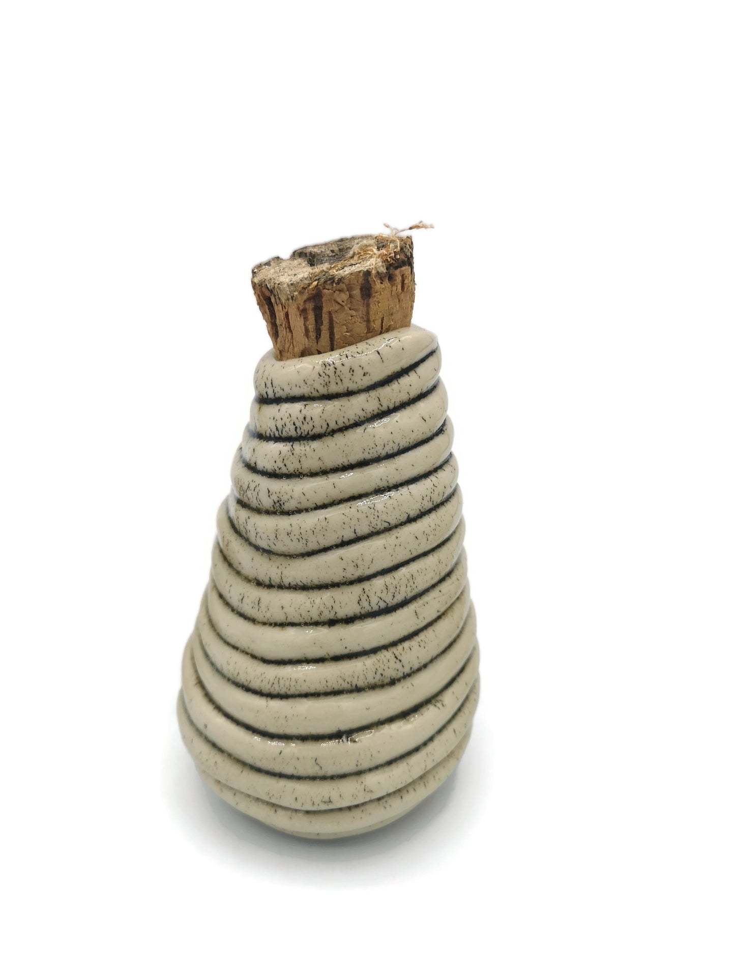 Handmade Ceramic Mini Bottle, Tiny Pottery Vase, Housewarming Gift, Beige Miniature Bottle Textured Irregular Shape - Ceramica Ana Rafael