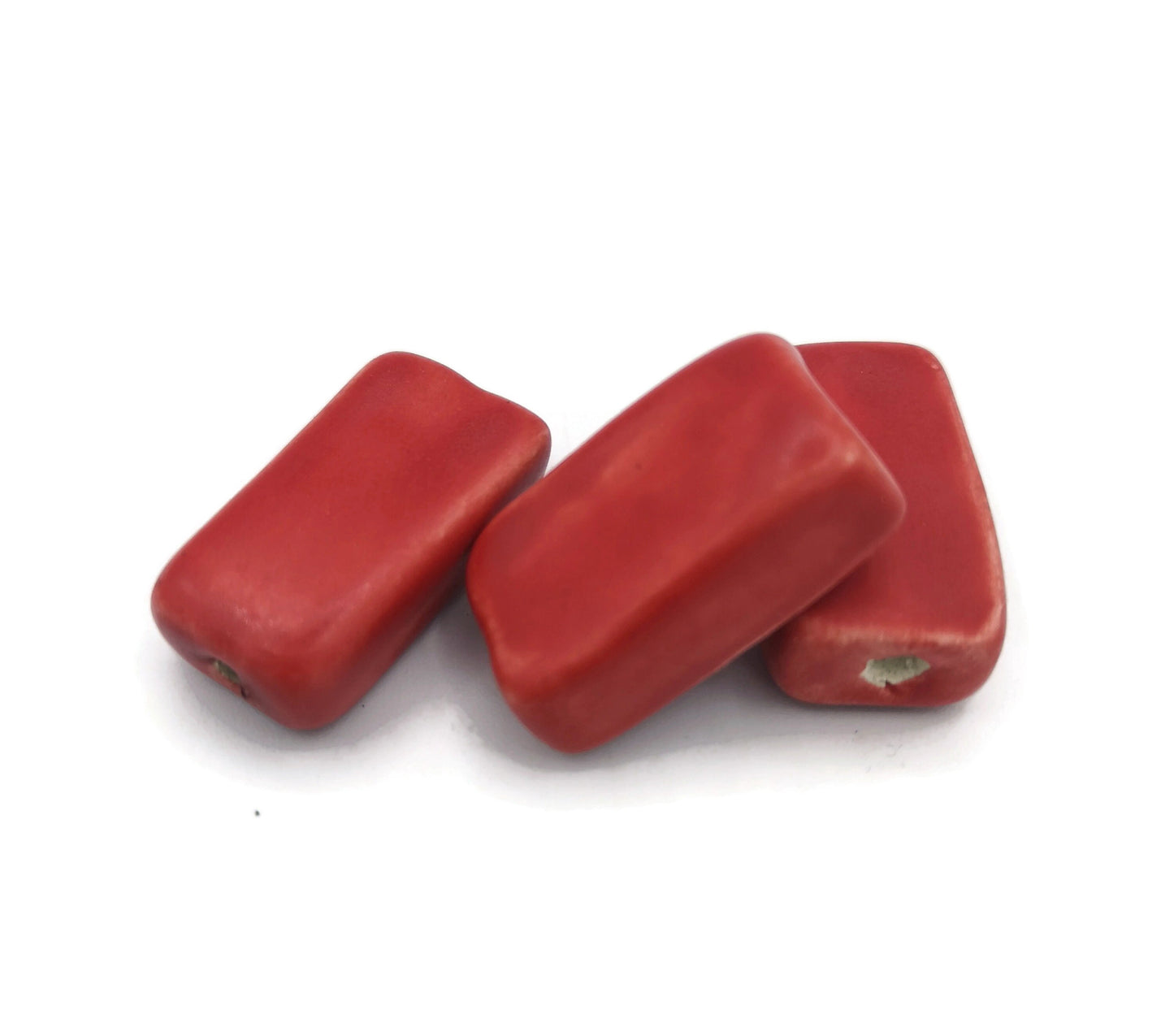 RECTANGULAR BEADS, CERAMIC Beads, Set of 3 Rectangle Shaped 2mm Hole Jewelry Making Beads - Ceramica Ana Rafael