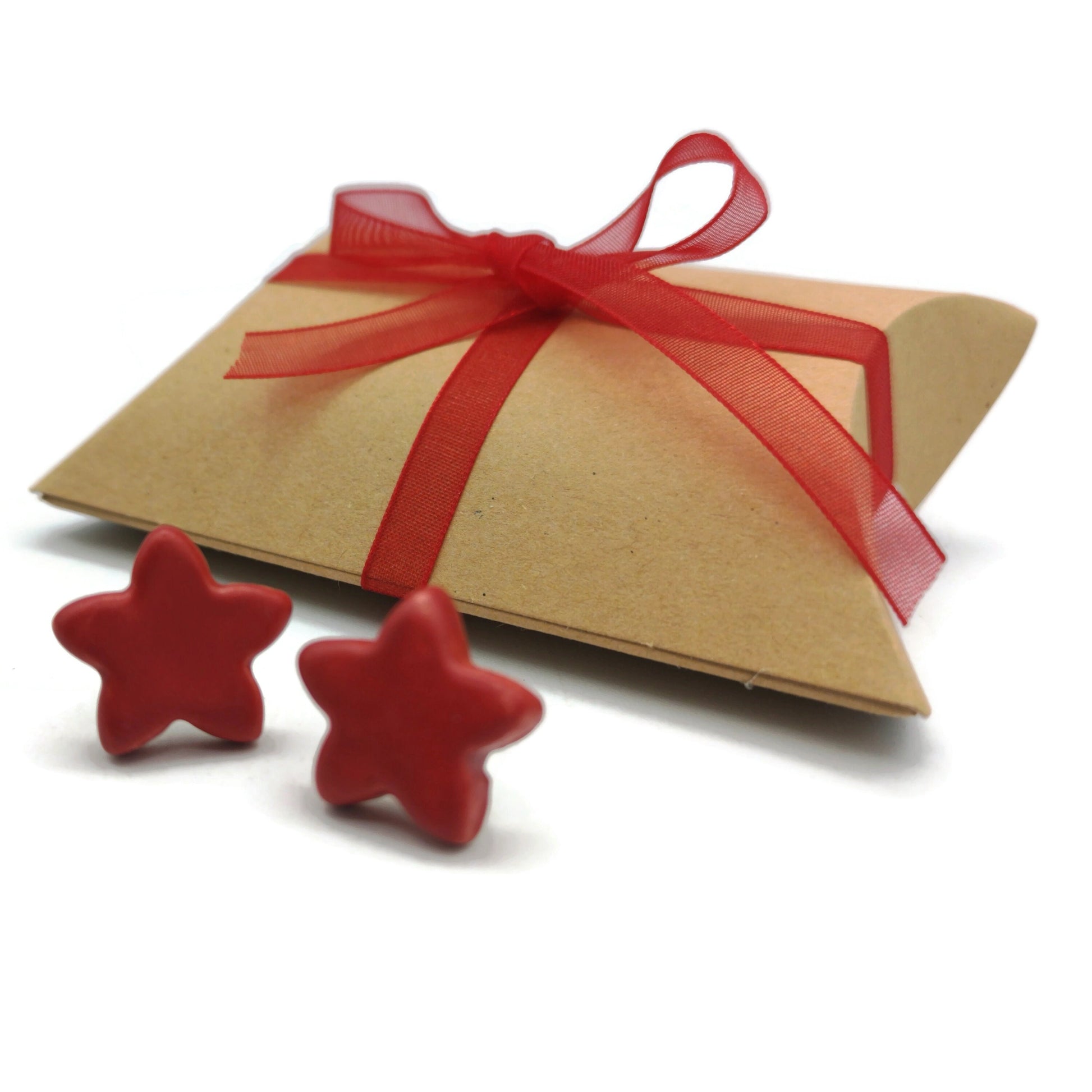 Handmade Red Star Stud Earrings Fo Women, Ceramic Jewelry Mothers Day Gift From Daughter, Statement Earrings Best Gifts For Her - Ceramica Ana Rafael