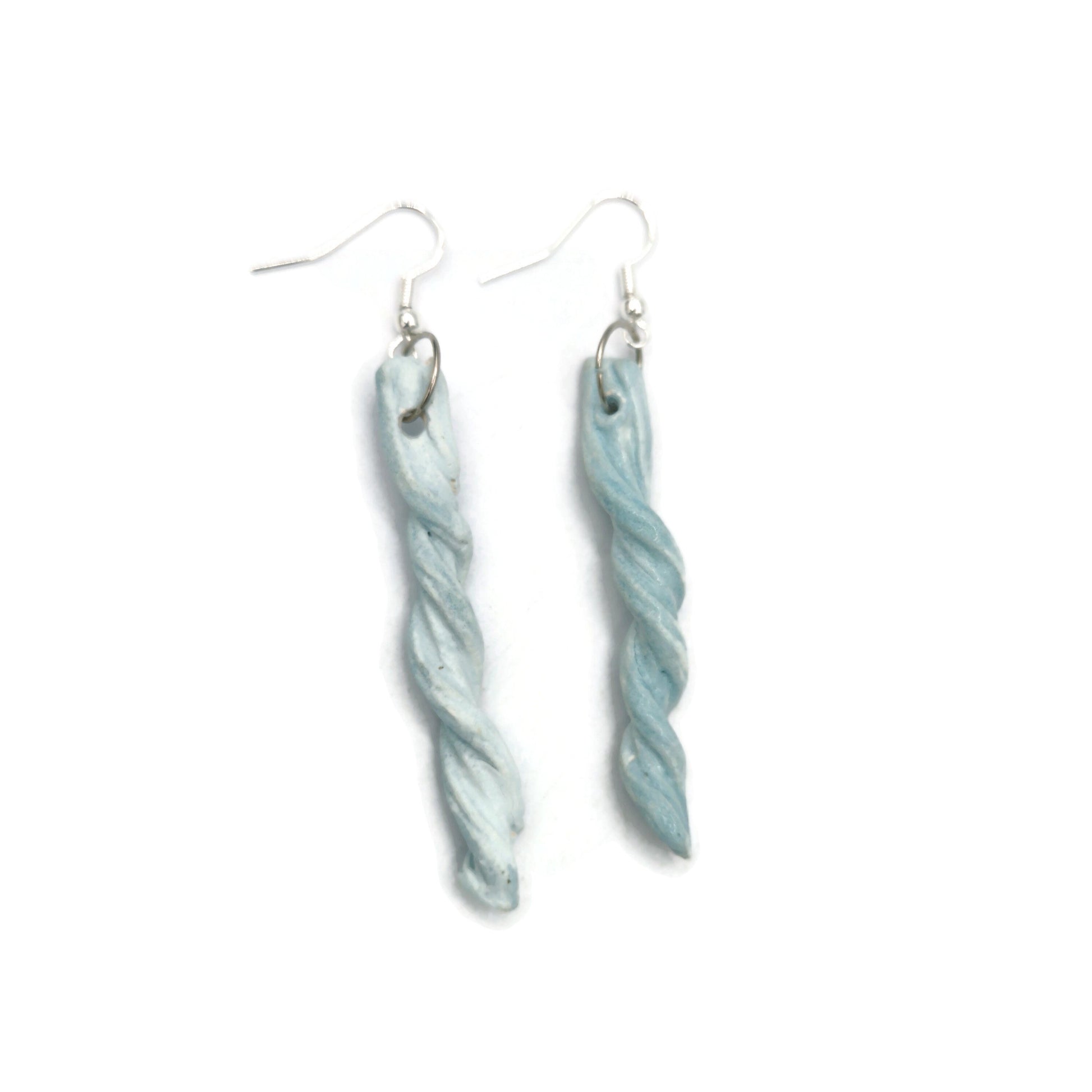 Handmade Ceramic Long Earrings Turquoise Blue With Sterling Silver Ear Wire, Boho Drop Earrings, 9th Anniversary Gift For Wife - Ceramica Ana Rafael