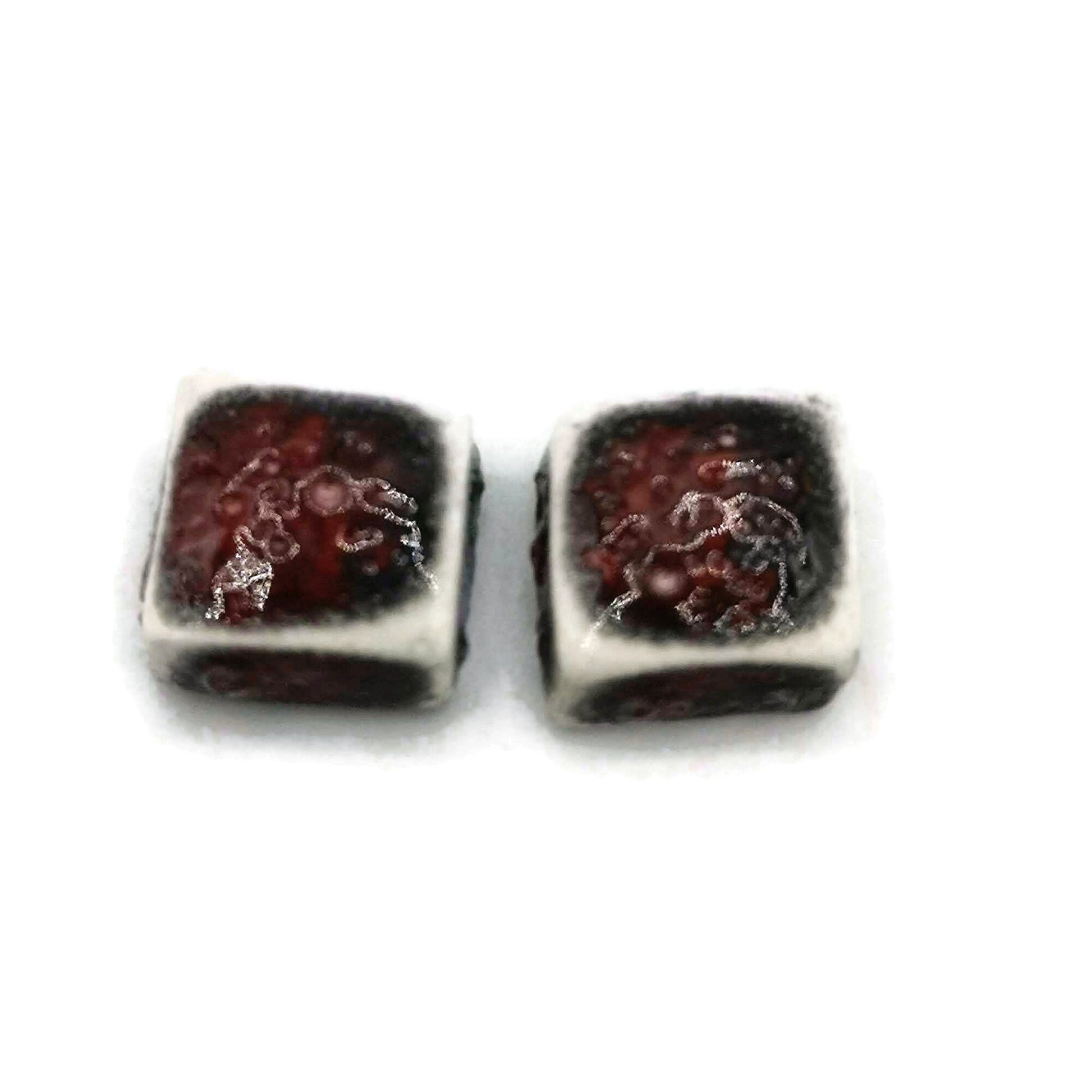 Sparkly Blue Square Ceramic Stud Earrings For Women, Handmade Jewelry Gifts For Her, Aesthetic Clay Stud Earrings, Novelty Dainty Earrings - Ceramica Ana Rafael