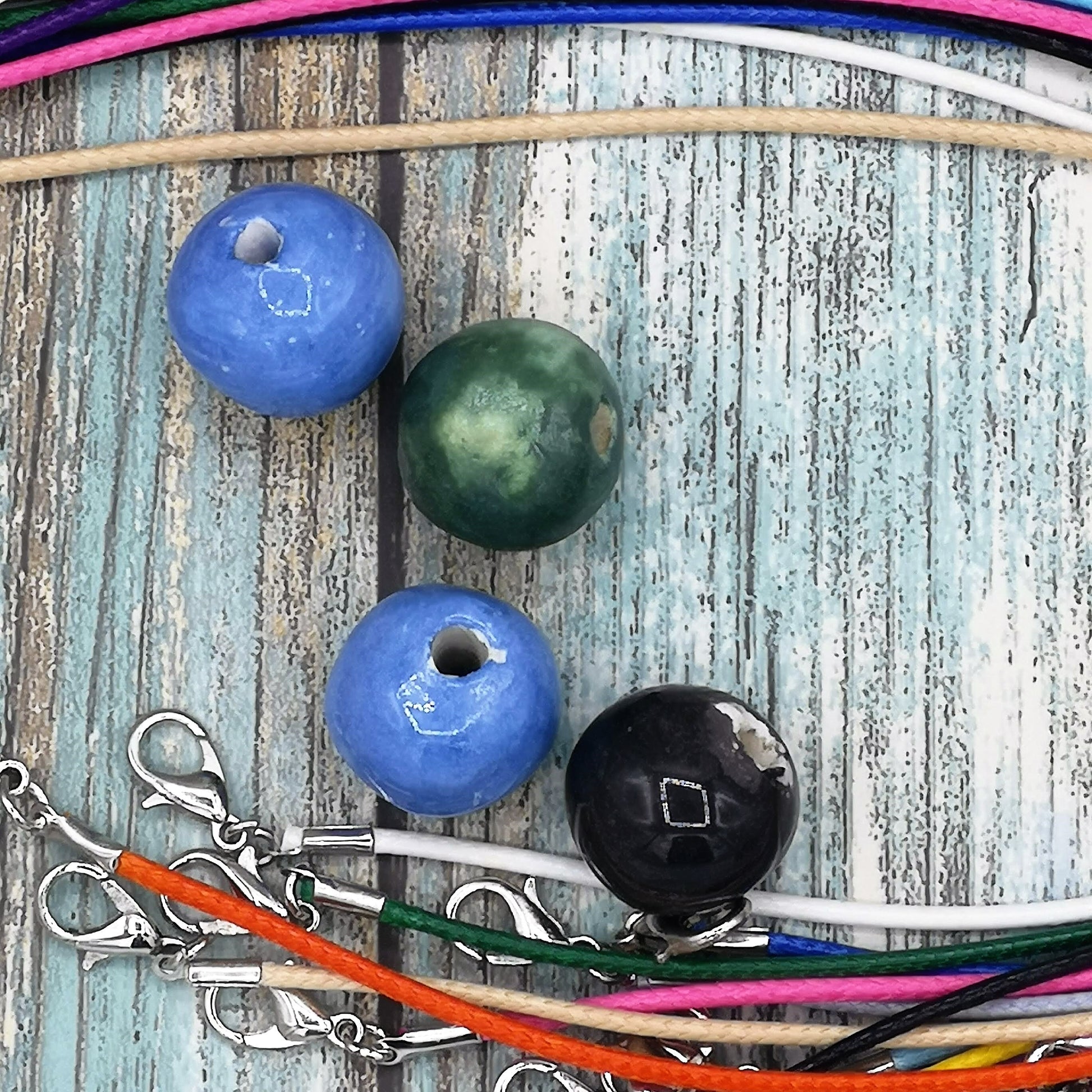 4Pcs 15mm Large Handmade Ceramic Beads For Jewelry making, Unique Bubblegum Beads, Clay Craft Beads Decorative, Mixed Round Colorful Beads - Ceramica Ana Rafael