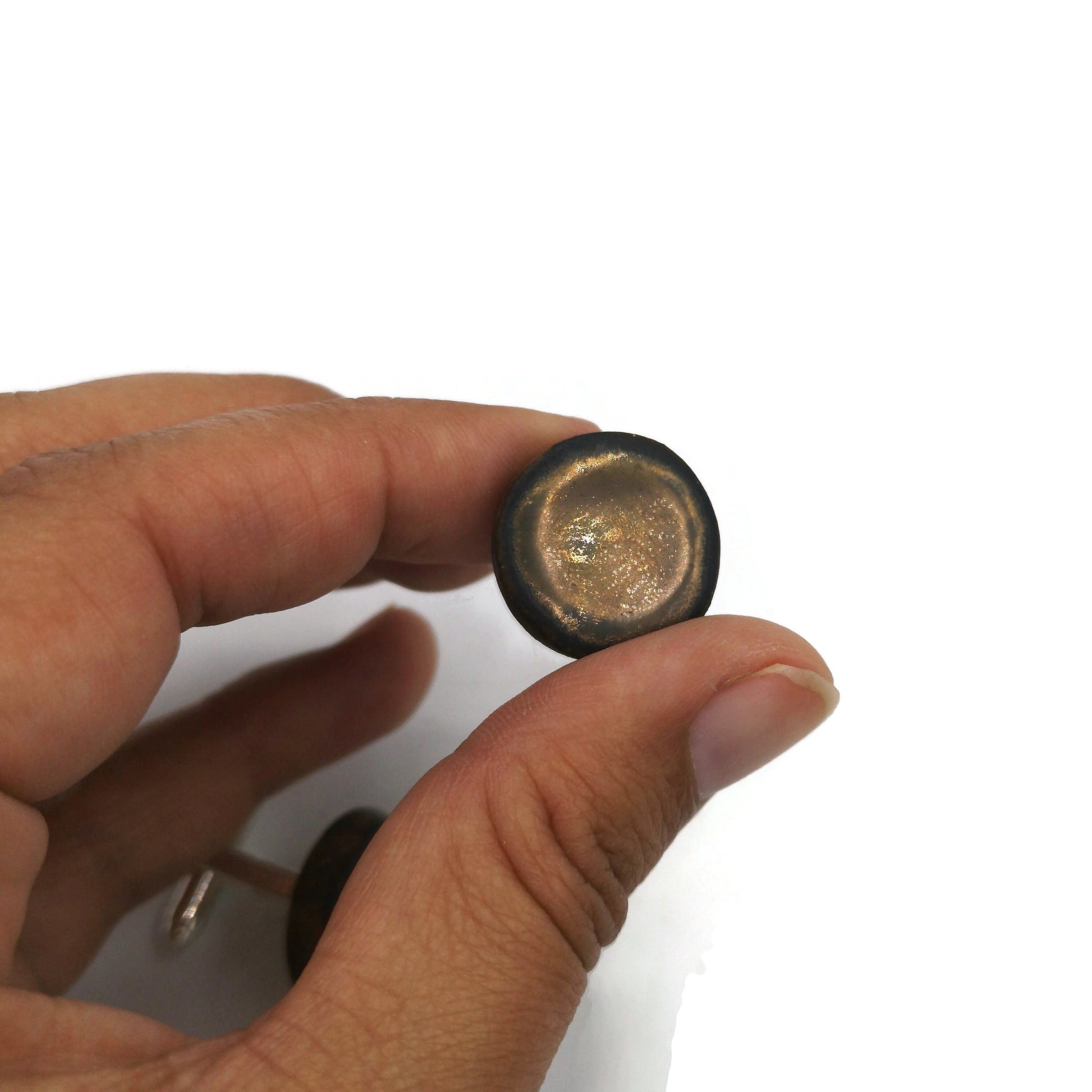 Handmade Ceramic Gold Cufflinks For Men, Porcelain 9th Anniversary Gift For Husband, Dad Fathers Day Gift Idea, Best Birthday Gifts For Him - Ceramica Ana Rafael