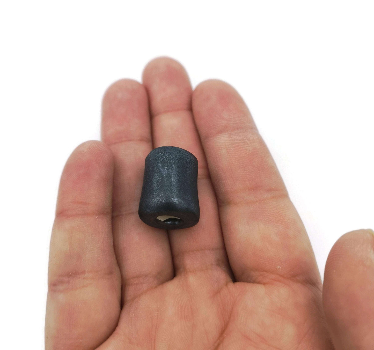 1Pc Silver Black Handmade Ceramic Tube Beads For Jewelry Making, Pony Beads, Best Sellers Beard Beads, Macrame Beads Large Hole