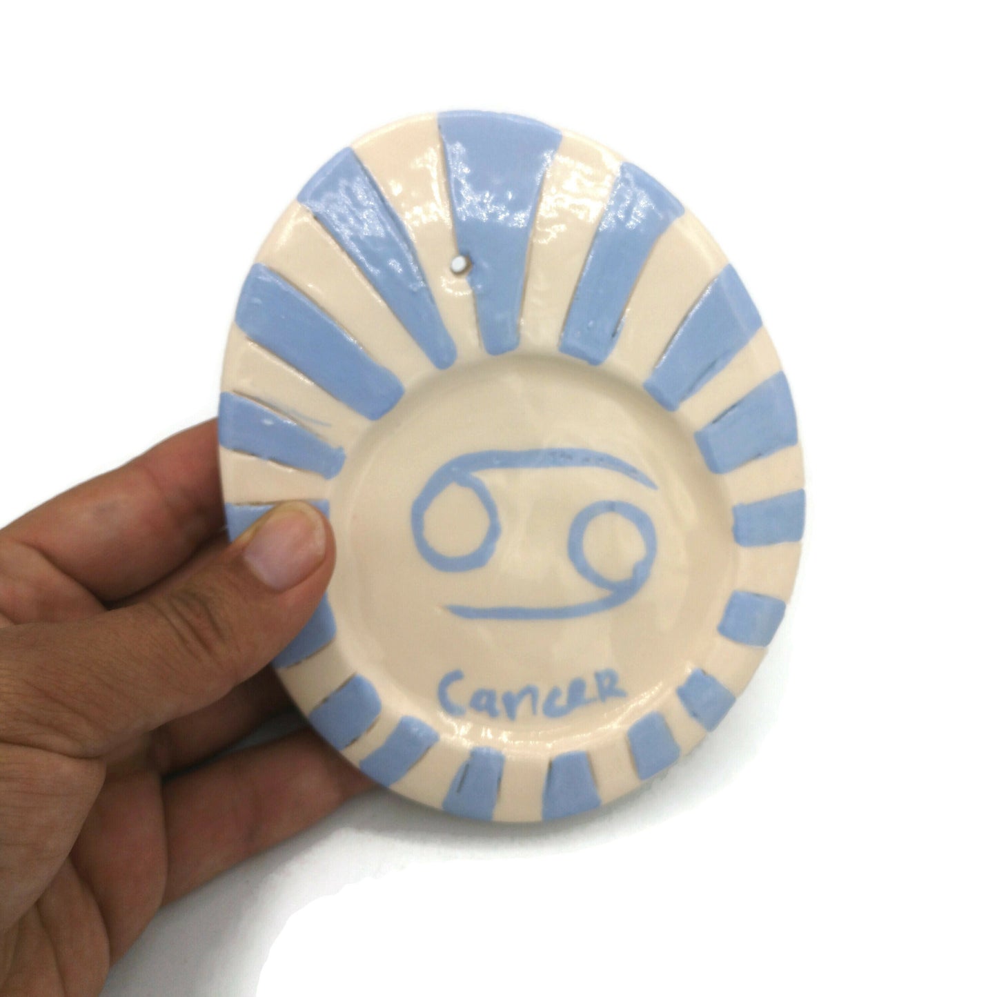 Handmade Ceramic Zodiac Incense Holder For Women Birthday Gift, Hand Painted White And Blue Incense Stick Burner for Cones, best sellers - Ceramica Ana Rafael