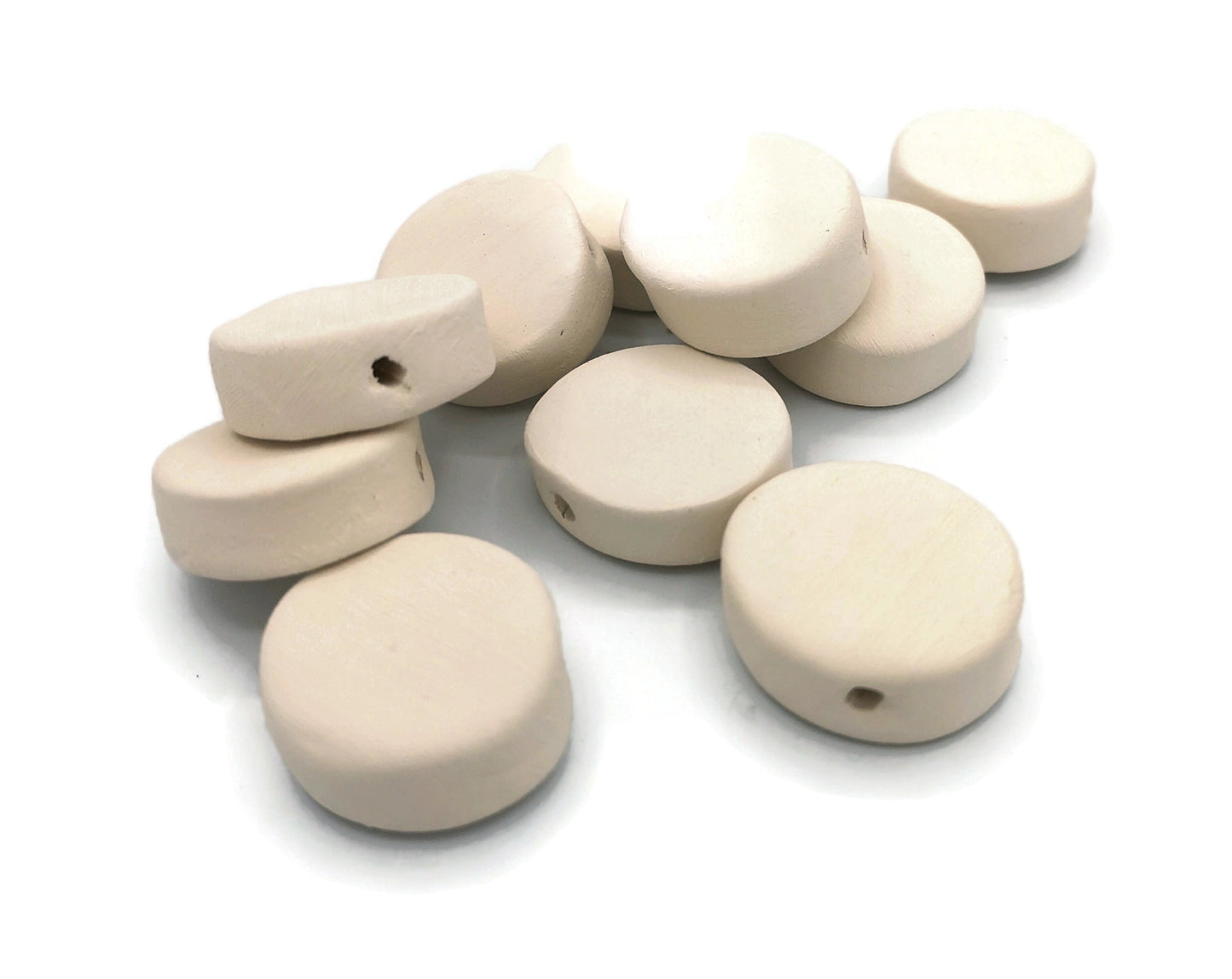 Handmade Ceramic Bisque Coin Bead Set, DIY Ready to Paint Large Blank Disc Tile for Jewelry or Crafting - Ceramica Ana Rafael