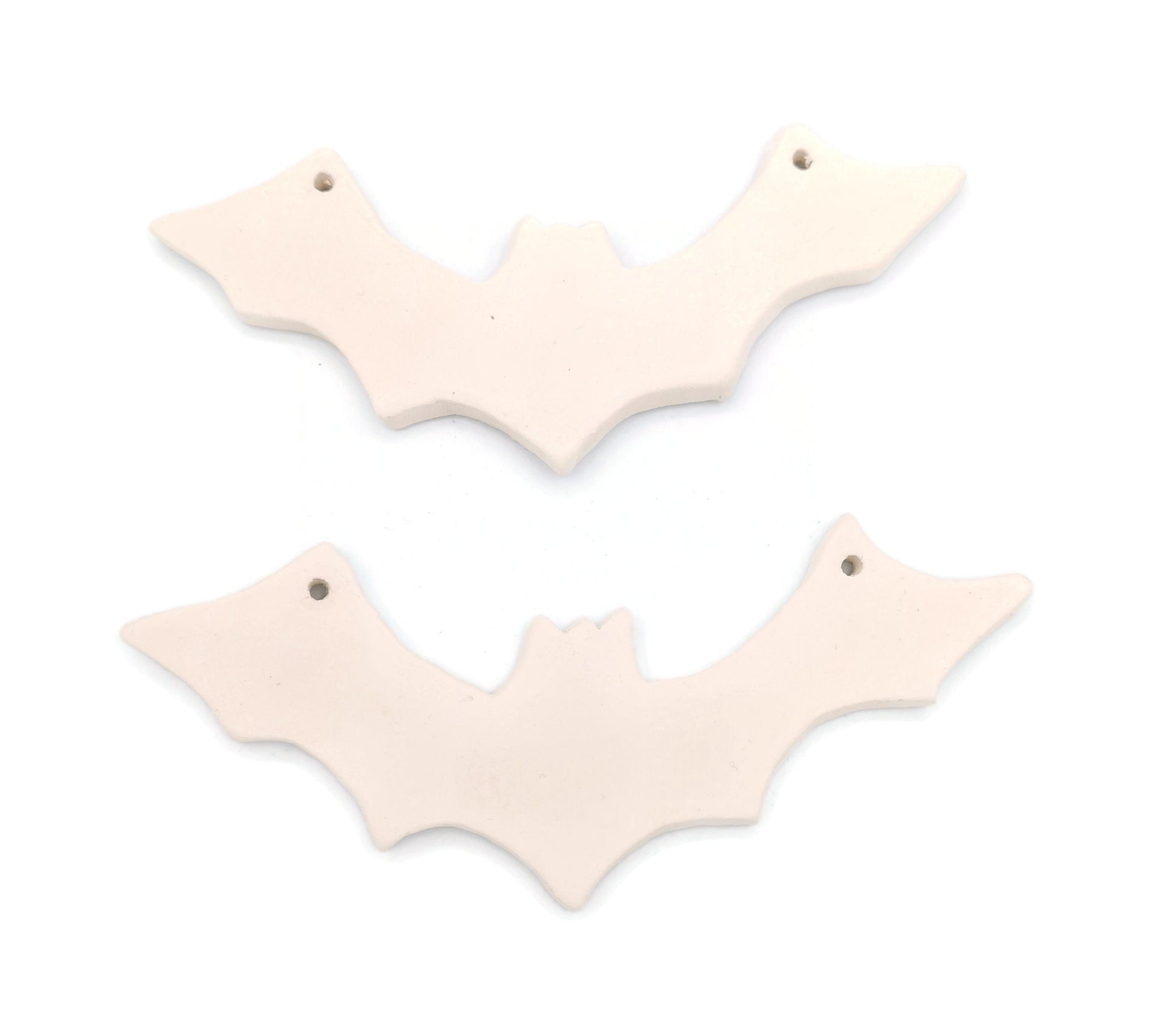Bat Decor Wall Hanging, set of 2 Clay Ornaments Blank, Halloween Handmade Ceramic Bisque Ready To Paint, Best Sellers Diy Craft Kit - Ceramica Ana Rafael