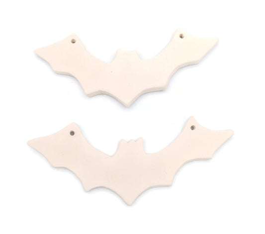 Bat Decor Wall Hanging, set of 2 Clay Ornaments Blank, Halloween Handmade Ceramic Bisque Ready To Paint, Best Sellers Diy Craft Kit - Ceramica Ana Rafael