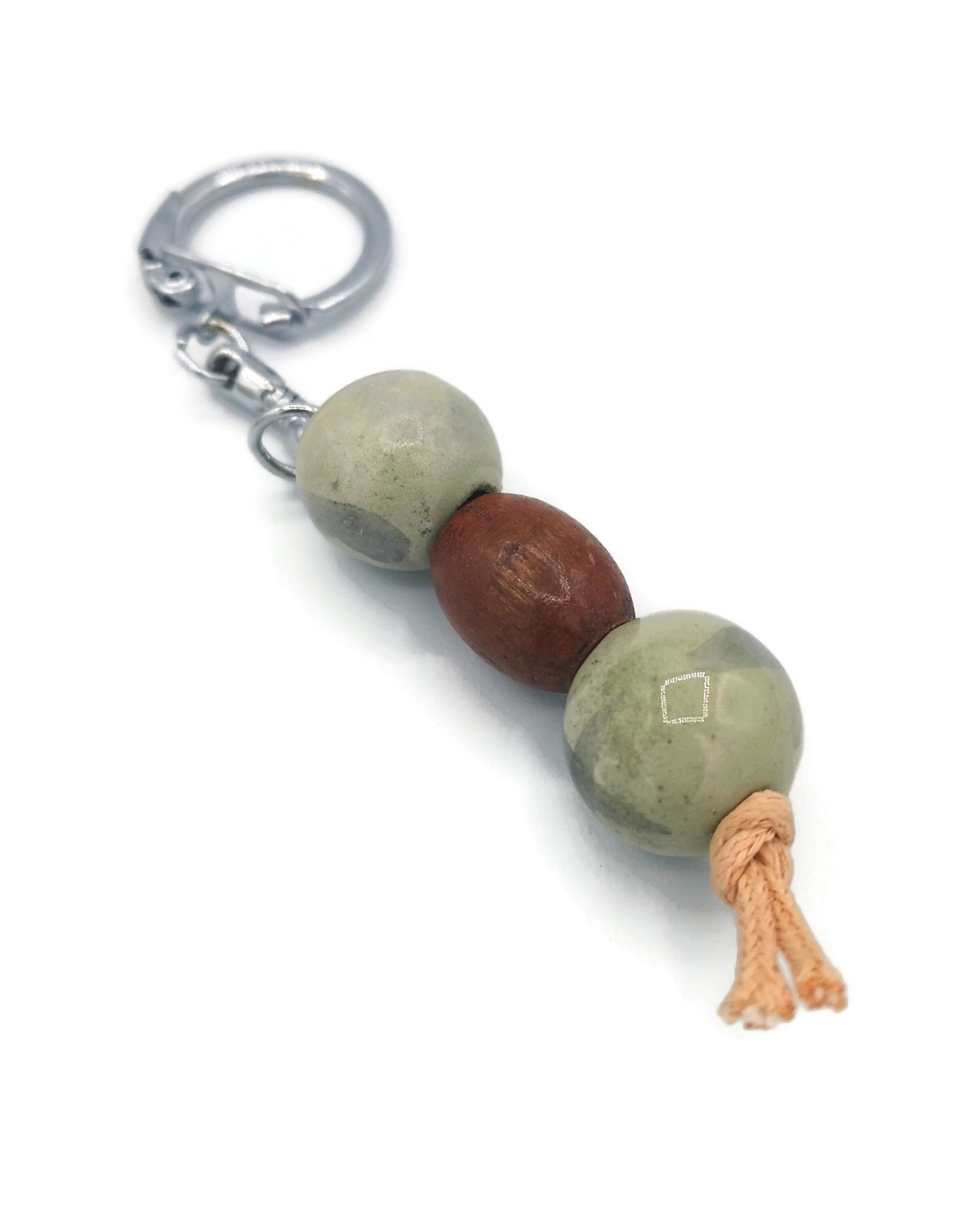 BEADED KEYCHAIN, CERAMIC Keychain, Customizable Keychain For Men, Daddy Keychain Handmade Accessories, Unique Secret Santa Gifts - Ceramica Ana Rafael