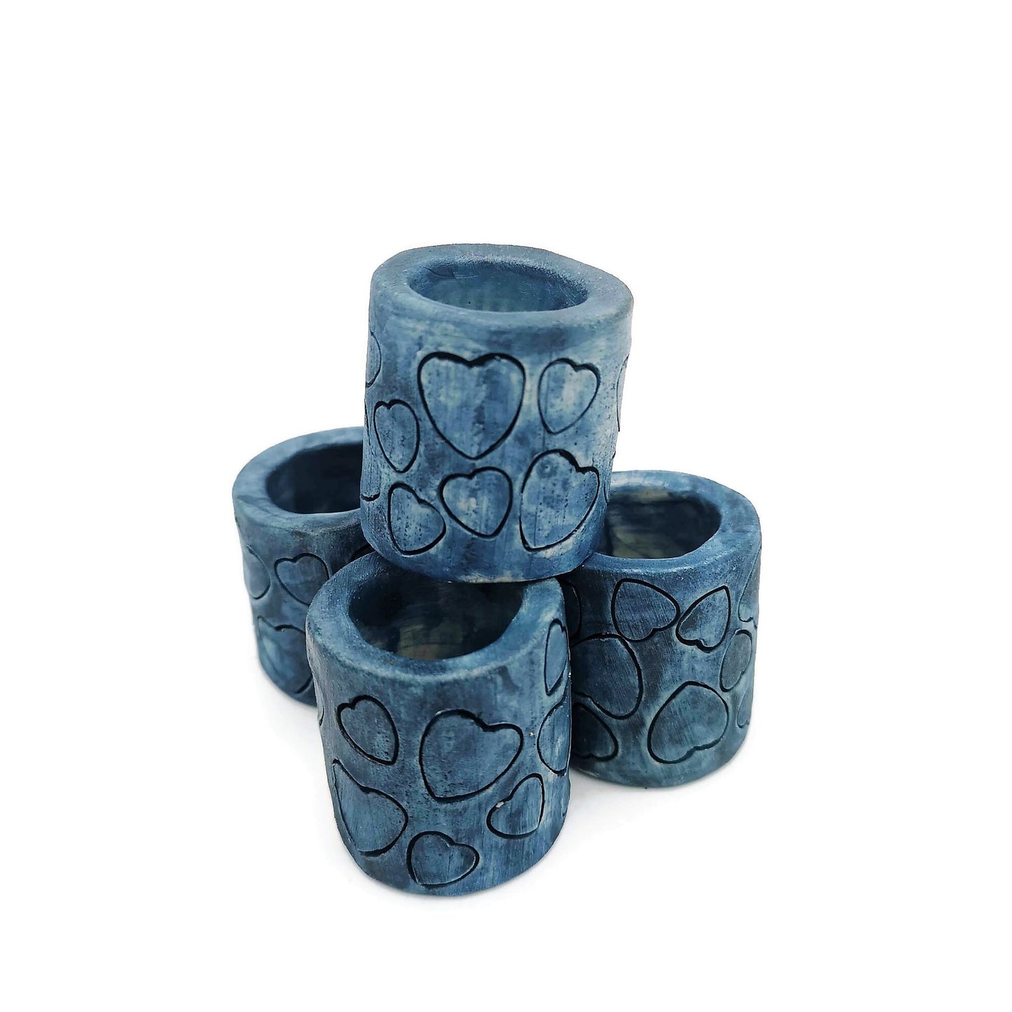 4Pc Large Hole Beads 35 mm (1.4 inches) Long. Ceramic Tube Beads For Macrame, Chunky Beads Heart Pattern For Plant Hanger and Home Decor - Ceramica Ana Rafael