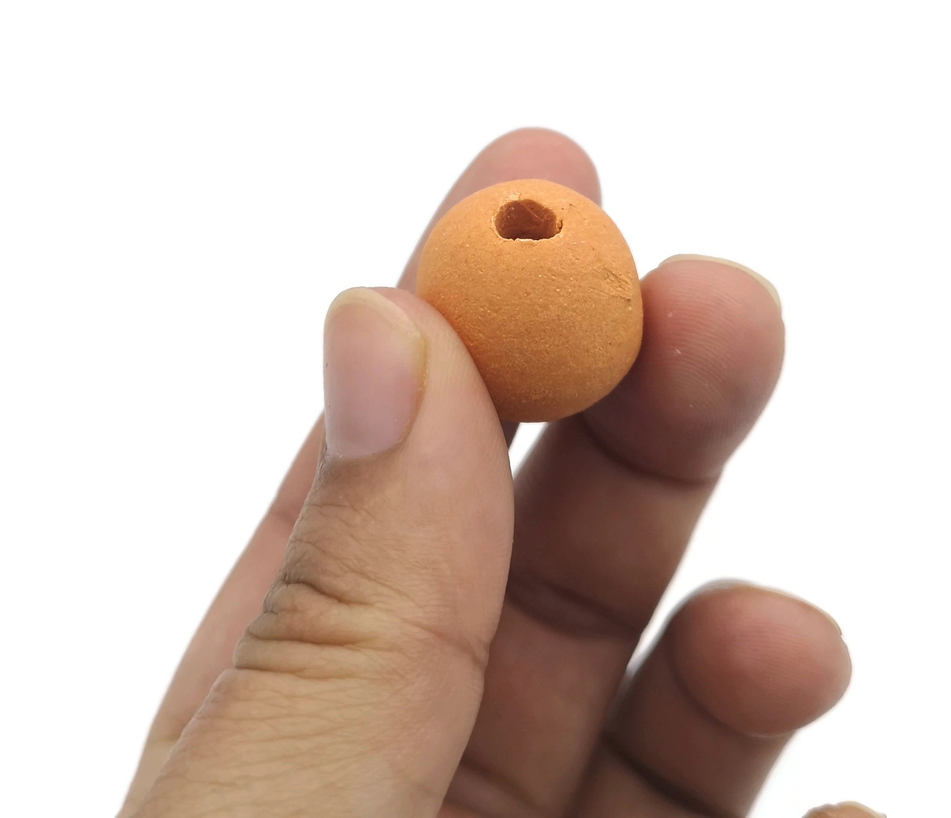1Pc Large Hole Beads, Oversized Ceramic Bead 4mm Hole, Round Shape Matt Orange Pottery Macrame Beads, Best Sellers Handmade Jewelry Supplies - Ceramica Ana Rafael