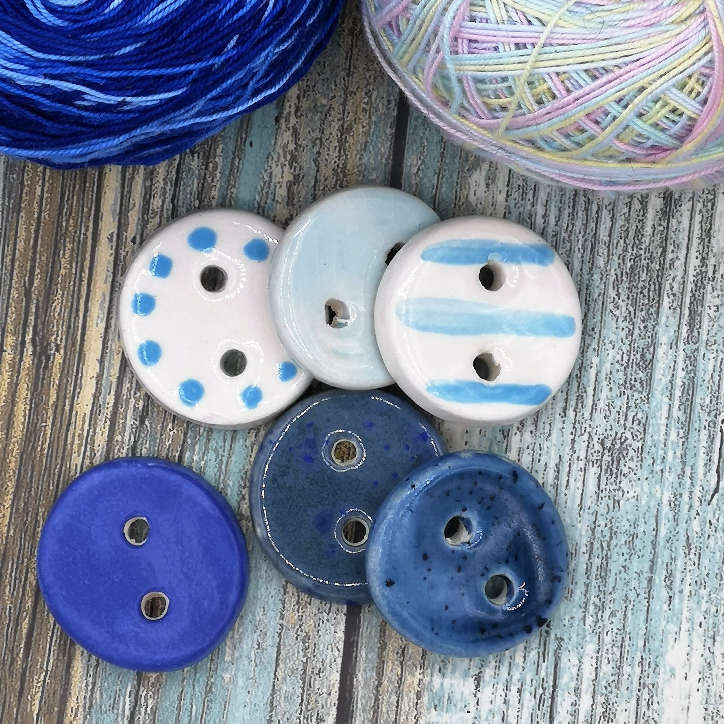 6Pc 30mm Large Round Buttons, Handmade Ceramic Sewing Buttons For Clothing, Craft Buttons For Jackets And Coats - Ceramica Ana Rafael