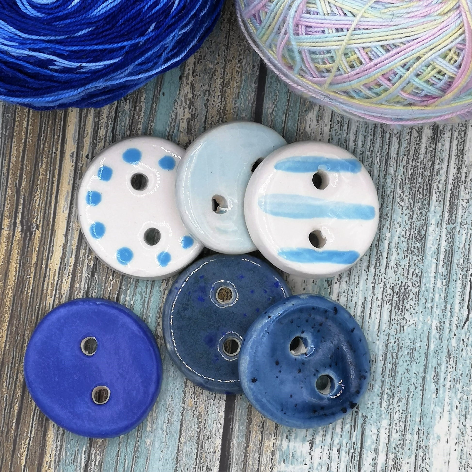 6Pc 30mm Large Round Buttons, Handmade Ceramic Sewing Buttons For Clothing, Craft Buttons For Jackets And Coats - Ceramica Ana Rafael