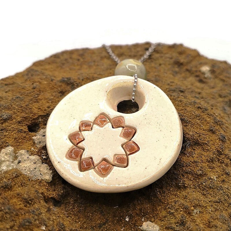 HIPPIE PENDANT NECKLACE, Trendy Necklace, Aesthetic Necklace Boho Gifts For Her, Statement Necklace - Ceramica Ana Rafael
