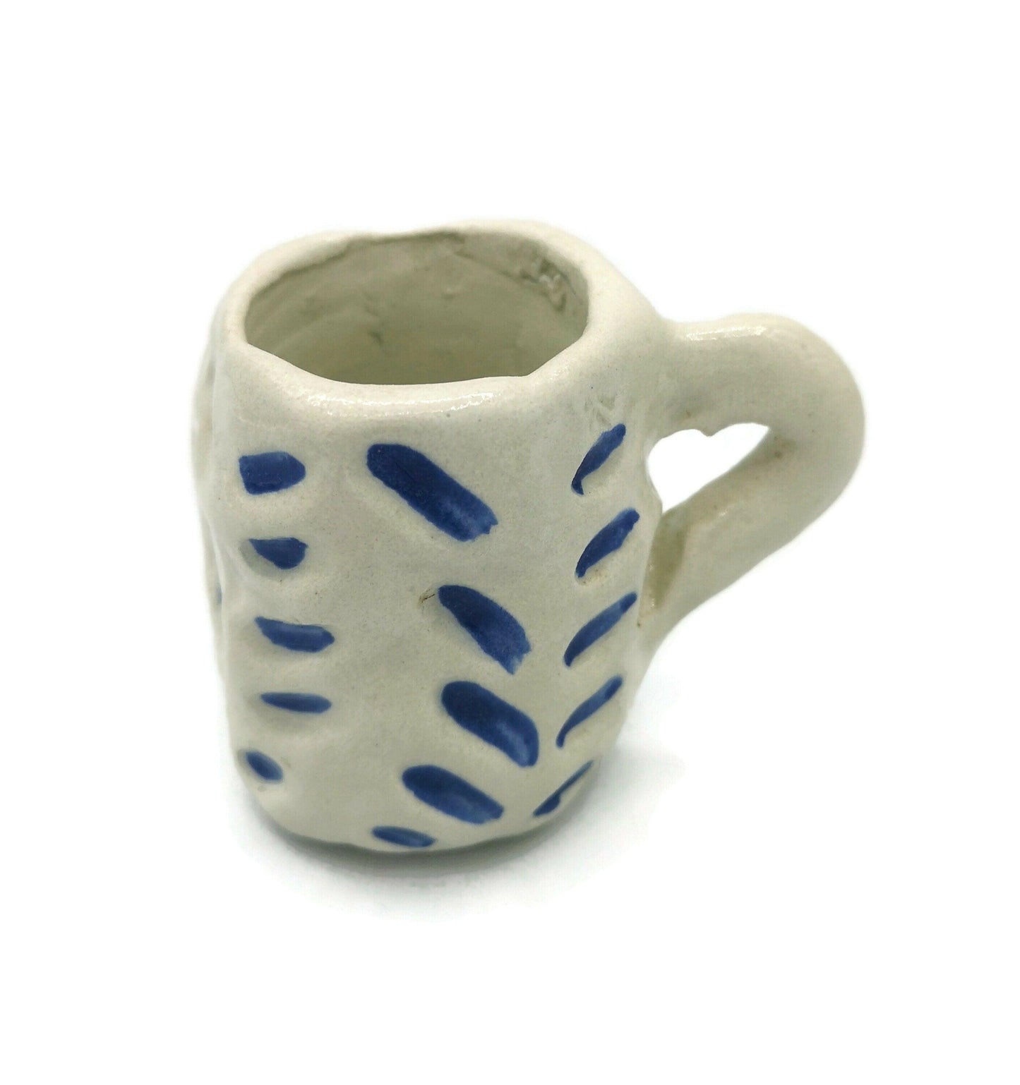 1Pc Handmade Ceramic Espresso Cup White and Blue, Funny Shot Glass Fathers Day Gift From Daughter, Mug Birthday Step Dad Gift Best Sellers - Ceramica Ana Rafael