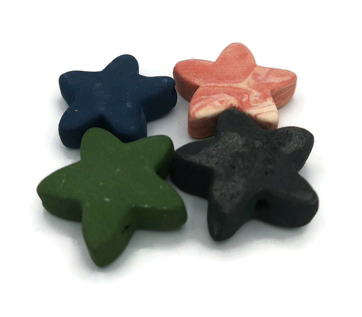 4Pc 35mm Extra Large Star Ceramic Beads For Jewelry Making, Handmade Assorted Clay Beads, Unusual Macrame Beads Large Hole 2mm, Matte Beads - Ceramica Ana Rafael
