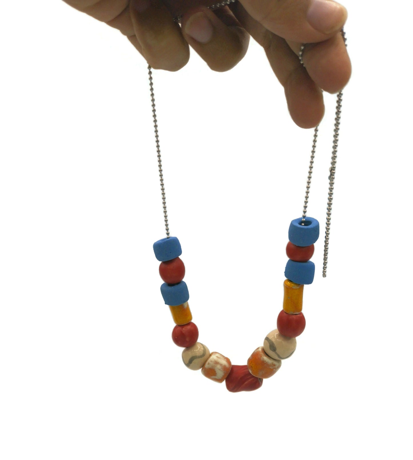 Chunky Statement Beaded Necklace Long, Hippie Necklace Colorful Mom Birthday Gift From Daughter, Aesthetic Clay Necklace - Ceramica Ana Rafael