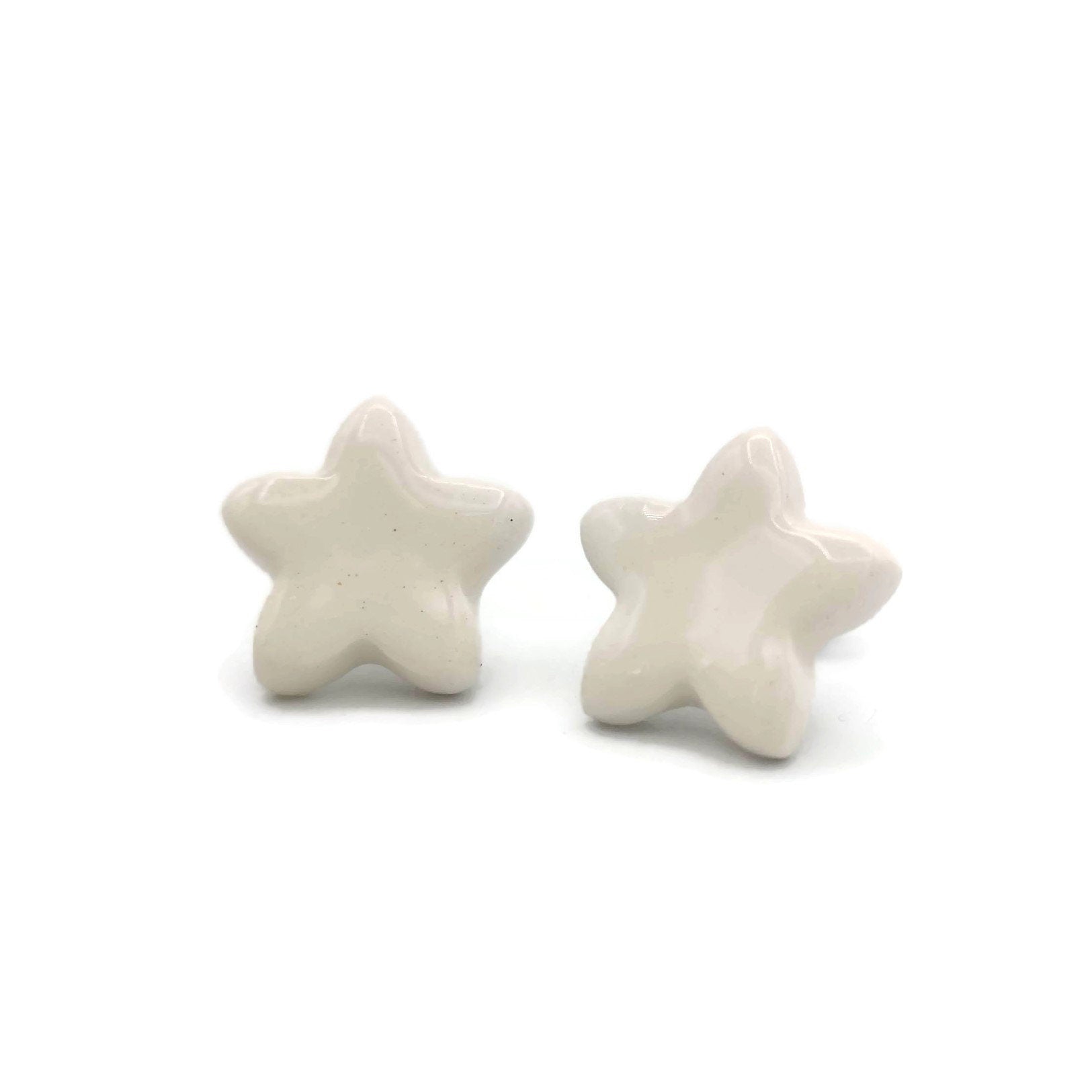 White Star Stud Earrings For Women, Artisan Celestial Ceramic Earrings, Minimalist Best Gifts For Her, Stocking Stuffers For Teen Girl - Ceramica Ana Rafael