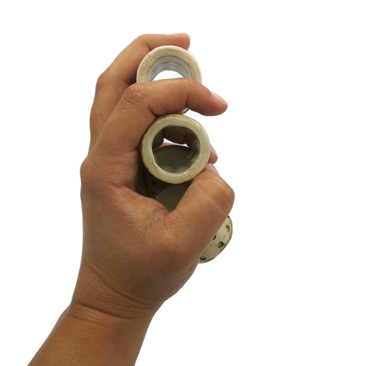 4Pc Large Beads 35 mm (1.4 inches). Rustic Ceramic Big Hole Tube Beads For Macrame, Chunky Beads Textured For Plant Hanger and Home Decor - Ceramica Ana Rafael