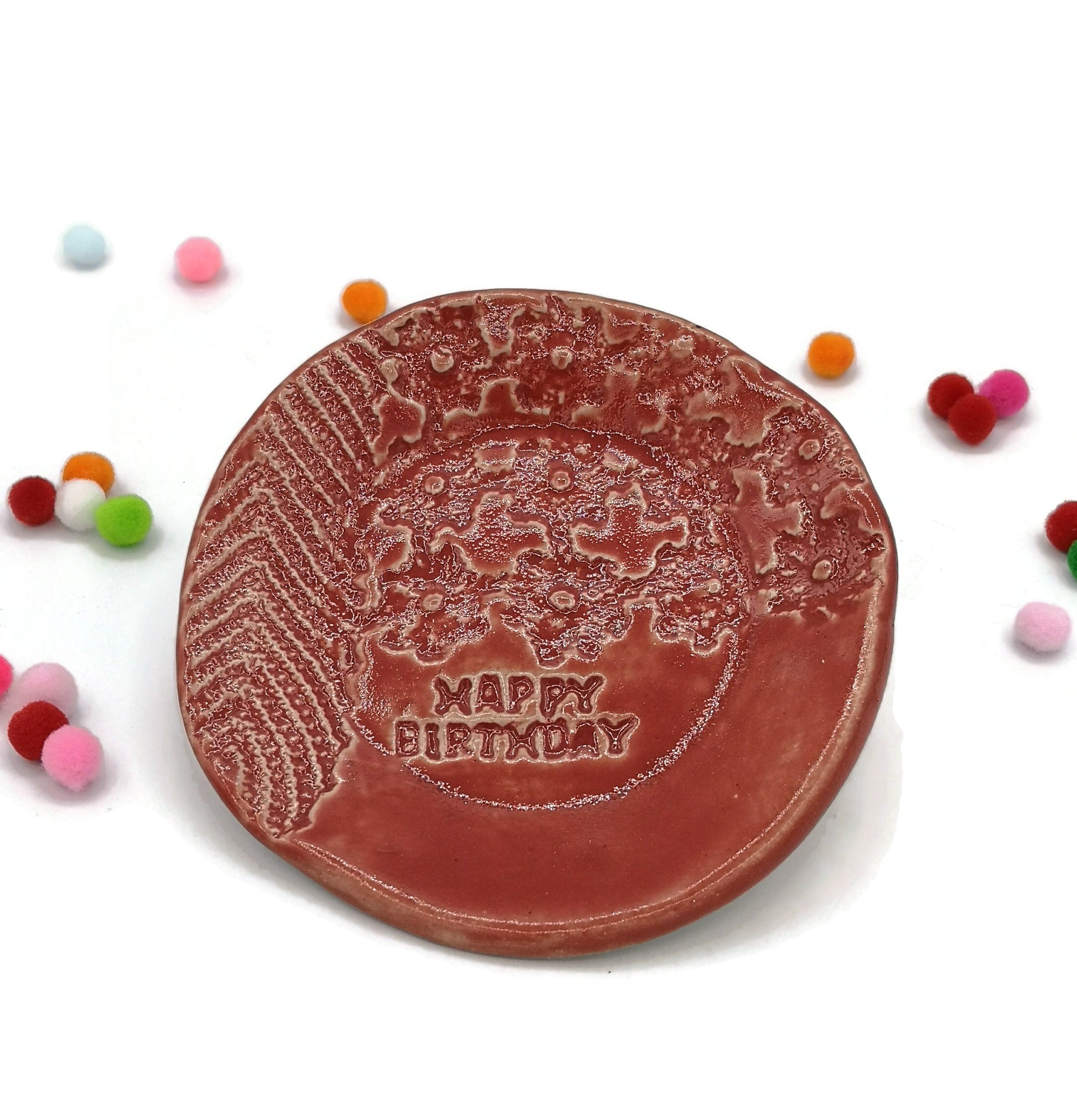 Ring Holder Dish, Key Dish, Best Gifts For Her, Happy Birthday Plate, Small Ring Tray Mom Birthday Gift From Daughter - Ceramica Ana Rafael