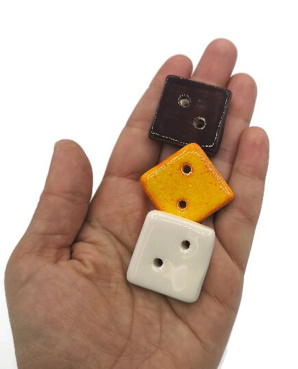 NOVELTY BUTTONS, Handmade Ceramic Sewing Button Lot, Set Of 3 Craft Buttons For Sewing, Fancy Jacket Buttons - Ceramica Ana Rafael