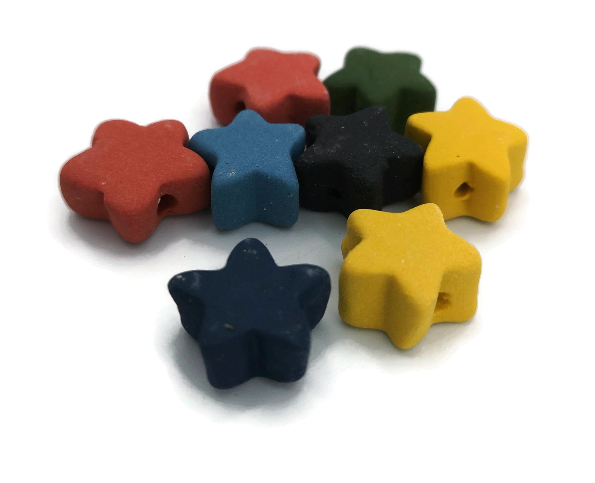 8 Pcs Handmade Ceramic Beads Ready To Ship, Cute Star Shape Assorted Beads For Jewelry Making, Unique Clay Spacer Beads, Most Sold Items - Ceramica Ana Rafael