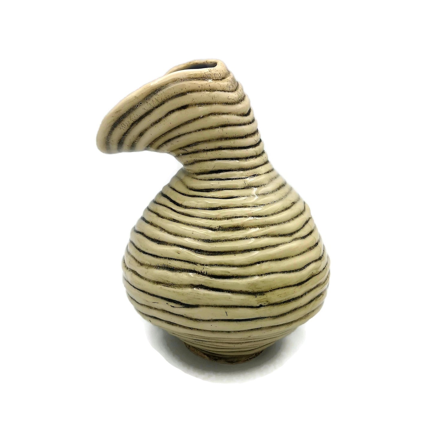Textured Ceramic Bud Vase, Unique Flower Vase Best Gifts For Him, Irregular Shape Handmade Stoneware Pottery Mid Century Modern - Ceramica Ana Rafael
