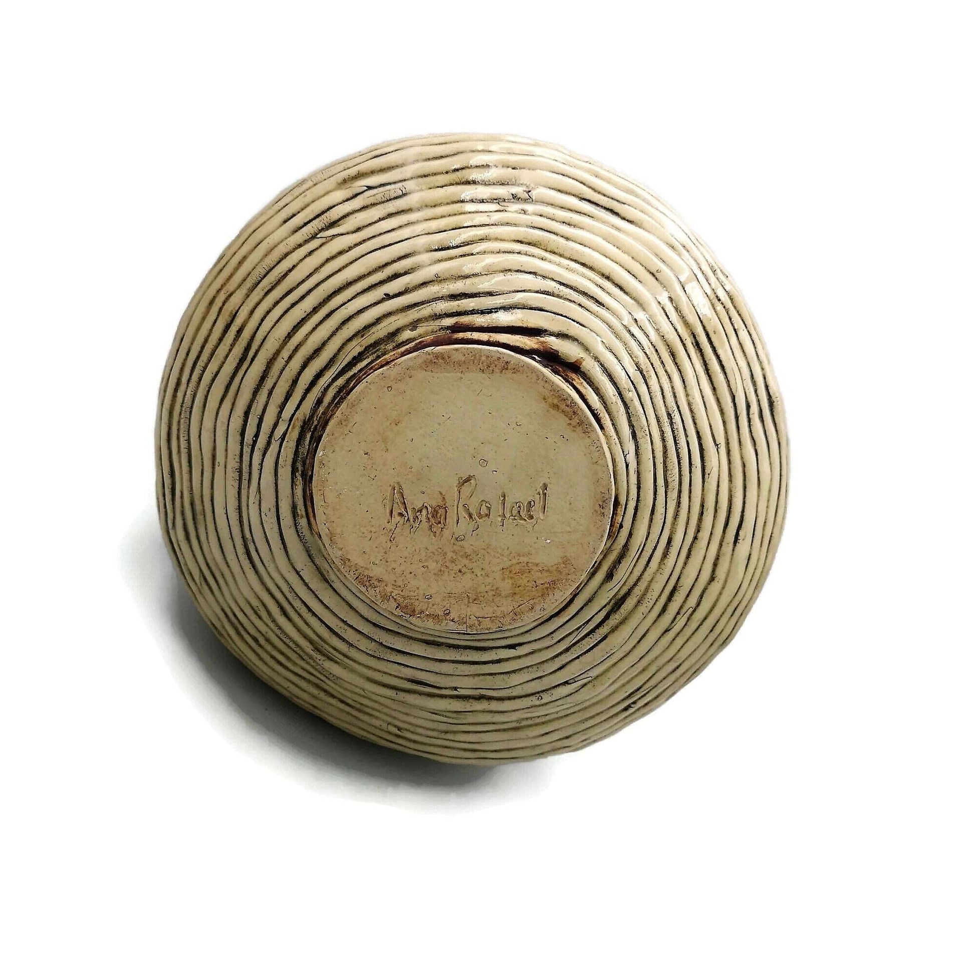 11 Inches Handmade Tall Ceramic Sculpture, Contemporary Sculptural Vase Textured For Table, Mid Century Modern Clay Pottery Large Bud Vase