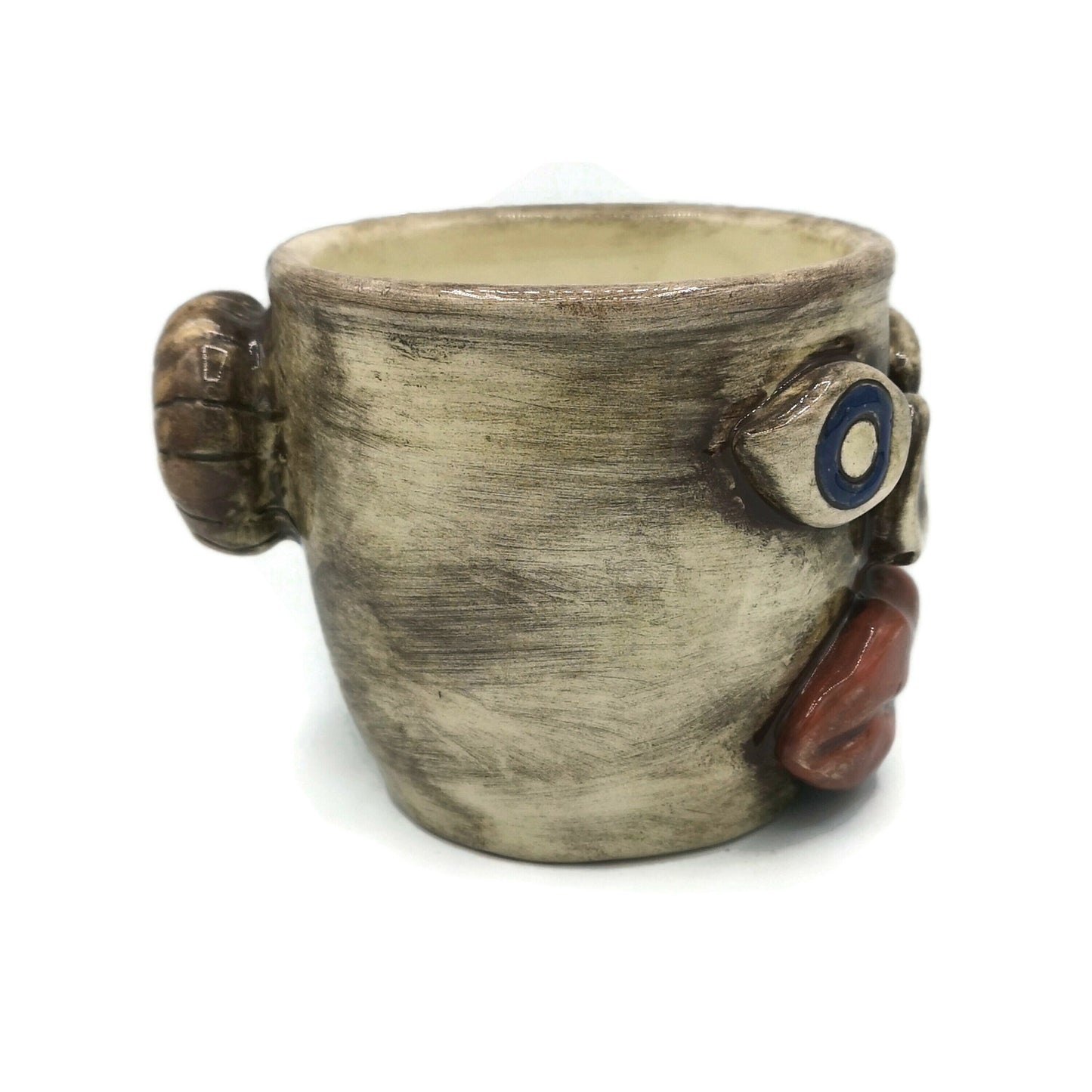 FACE PLANT POT, ceramic 9th anniversary gift for husband, face planter office desk accessories for men, Best Gifts For Him - Ceramica Ana Rafael