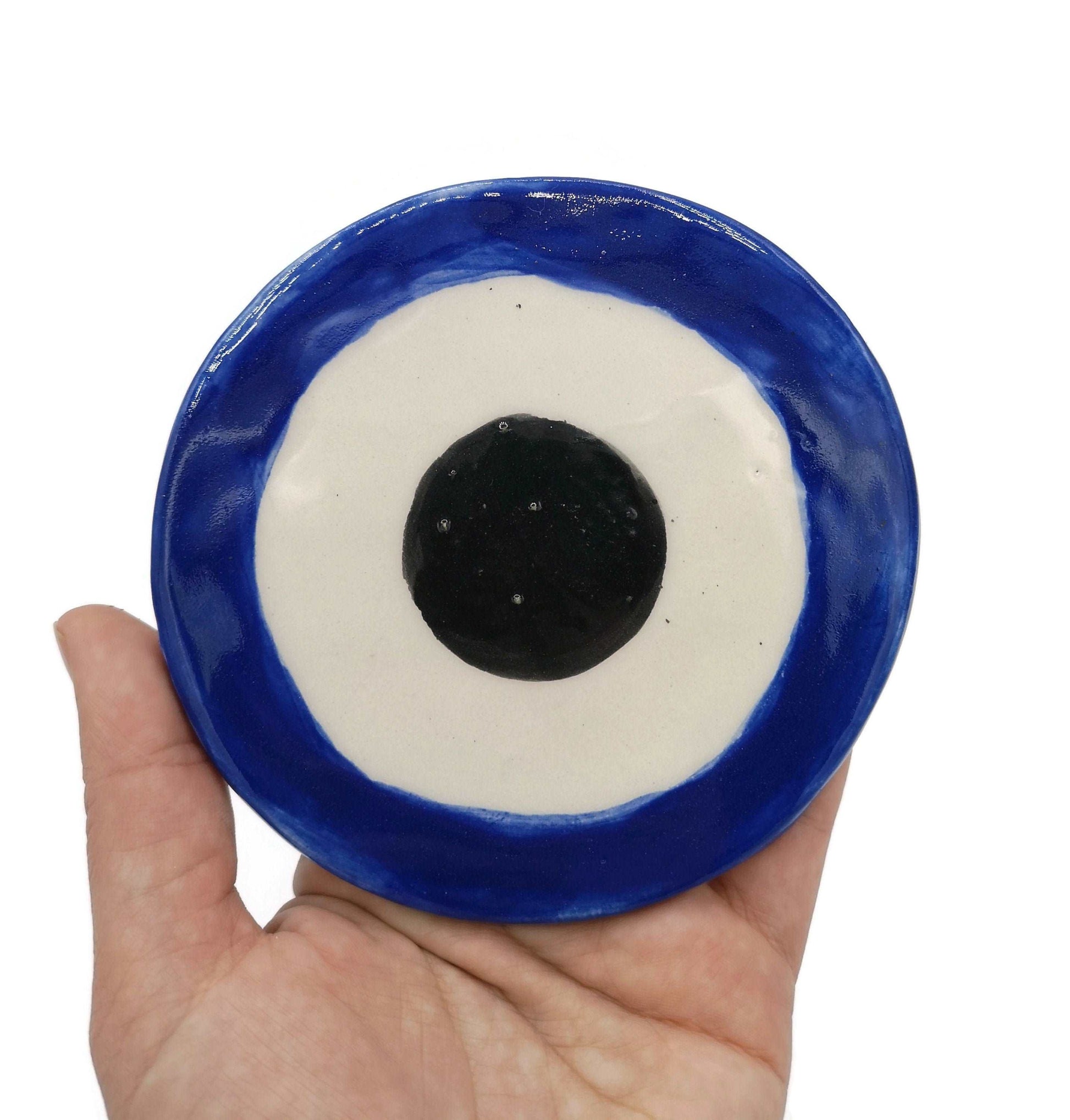 1Pc Handmade Ceramic Blue Evil Eye Coasters For Drinks, Mothers Day Gift For Women, Mom Birthday Gift, Artisan Pottery Best Seller